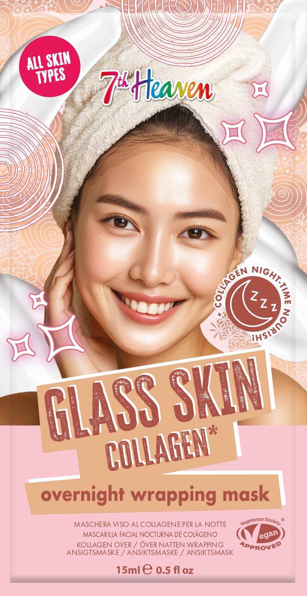 7th Heaven Glass Skin Collagen Wrapping Mask - Hyaluronic Acid & Vegan Collagen | 15 ml
