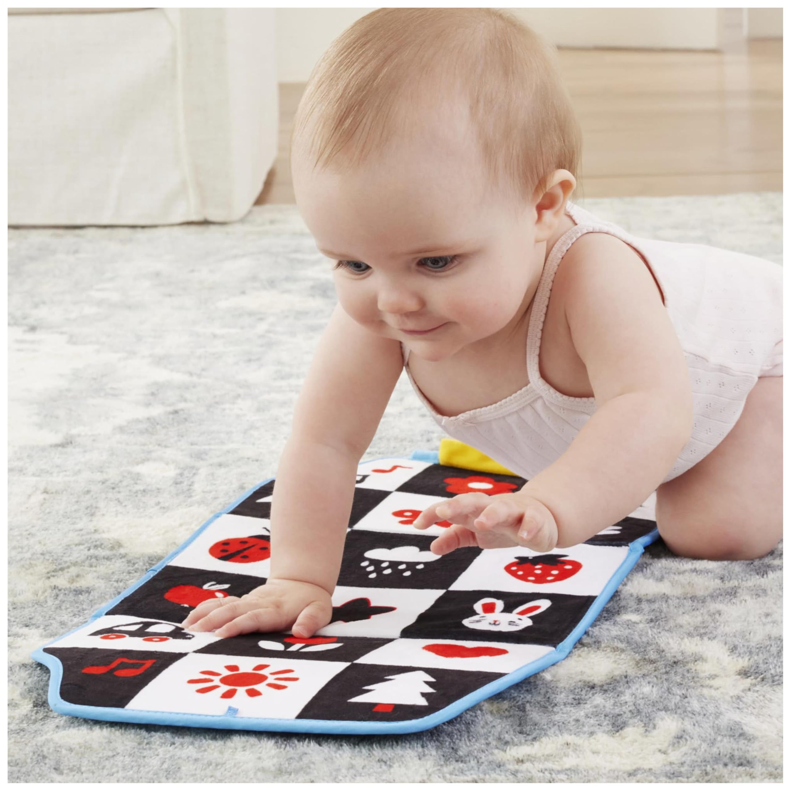 Ms. Rachel Tummy Time Activity Bus - Soft Folding Play Mat with Mirror & Textures for Sensory Development 15