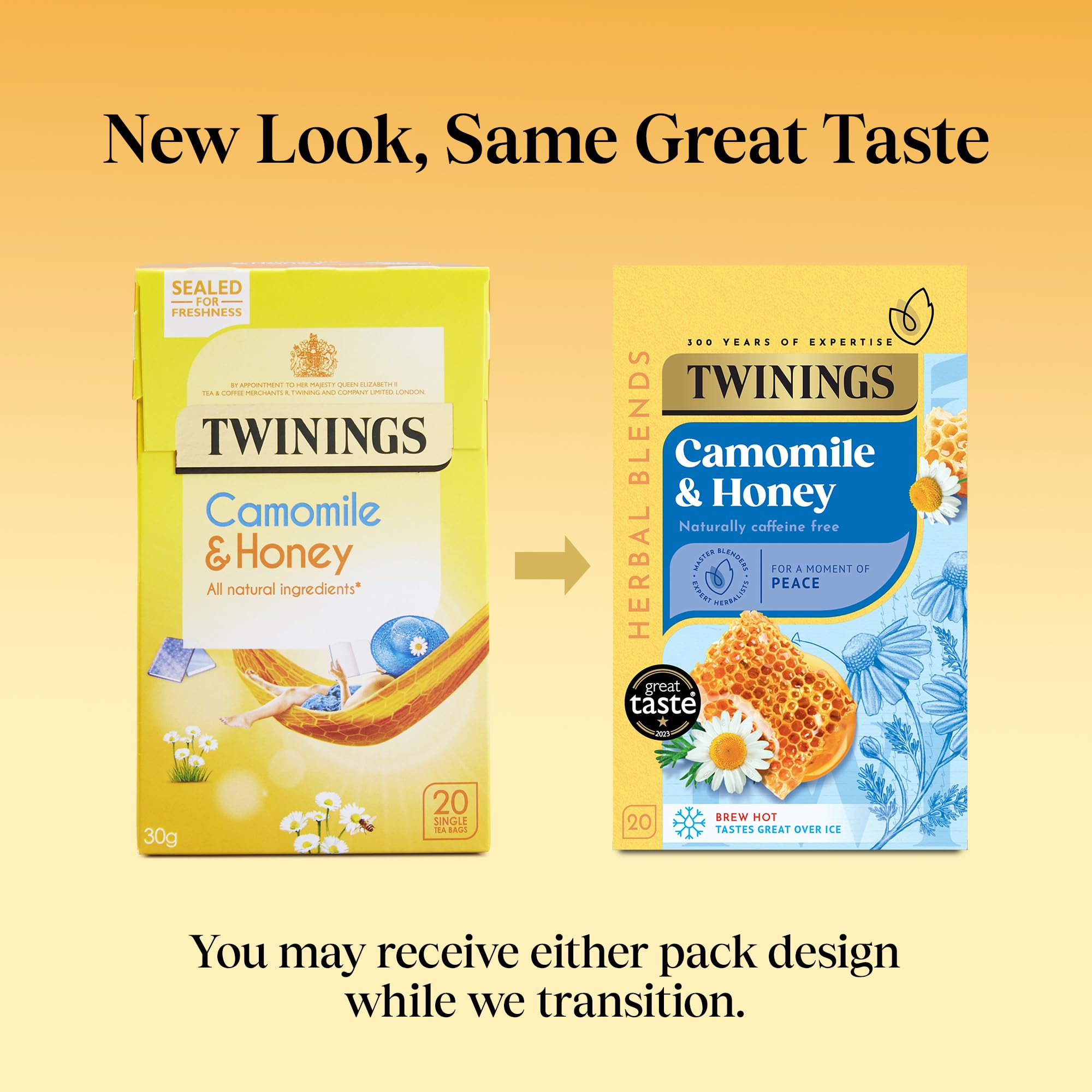 Twinings Camomile and Honey Herbal Tea - 80 Biodegradable Teabags (4 x 20 Count)