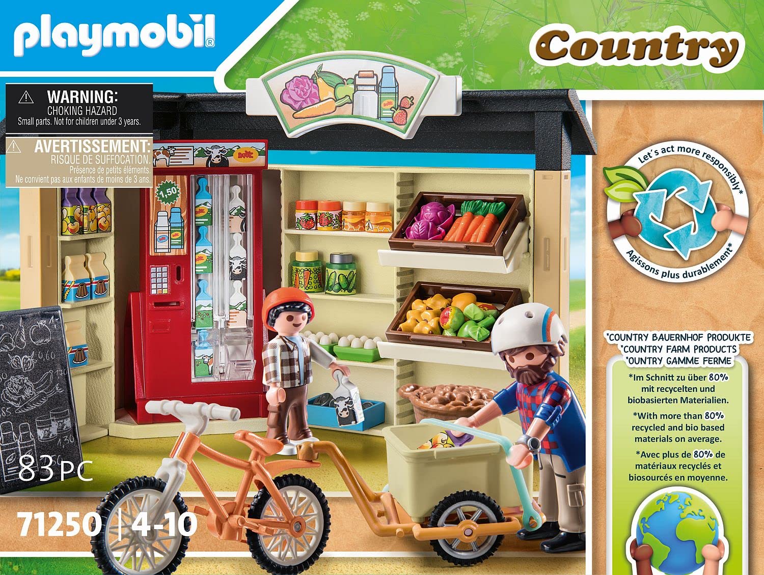 Playmobil 71250 Country Farm Shop Playset with Bike & Trailer - Sustainable Toy for Ages 4+ 10