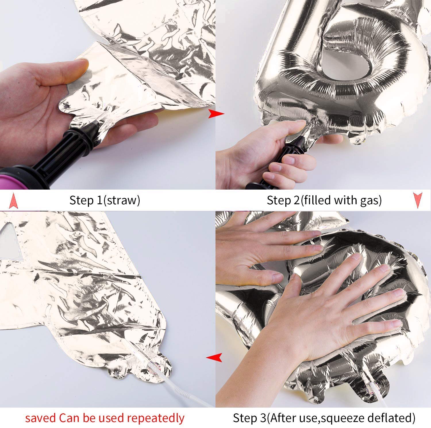 TONIFUL Silver Happy Birthday Balloons Banner, 16 Inch Foil Letter Balloons Party Decoration (15 Pcs) 12