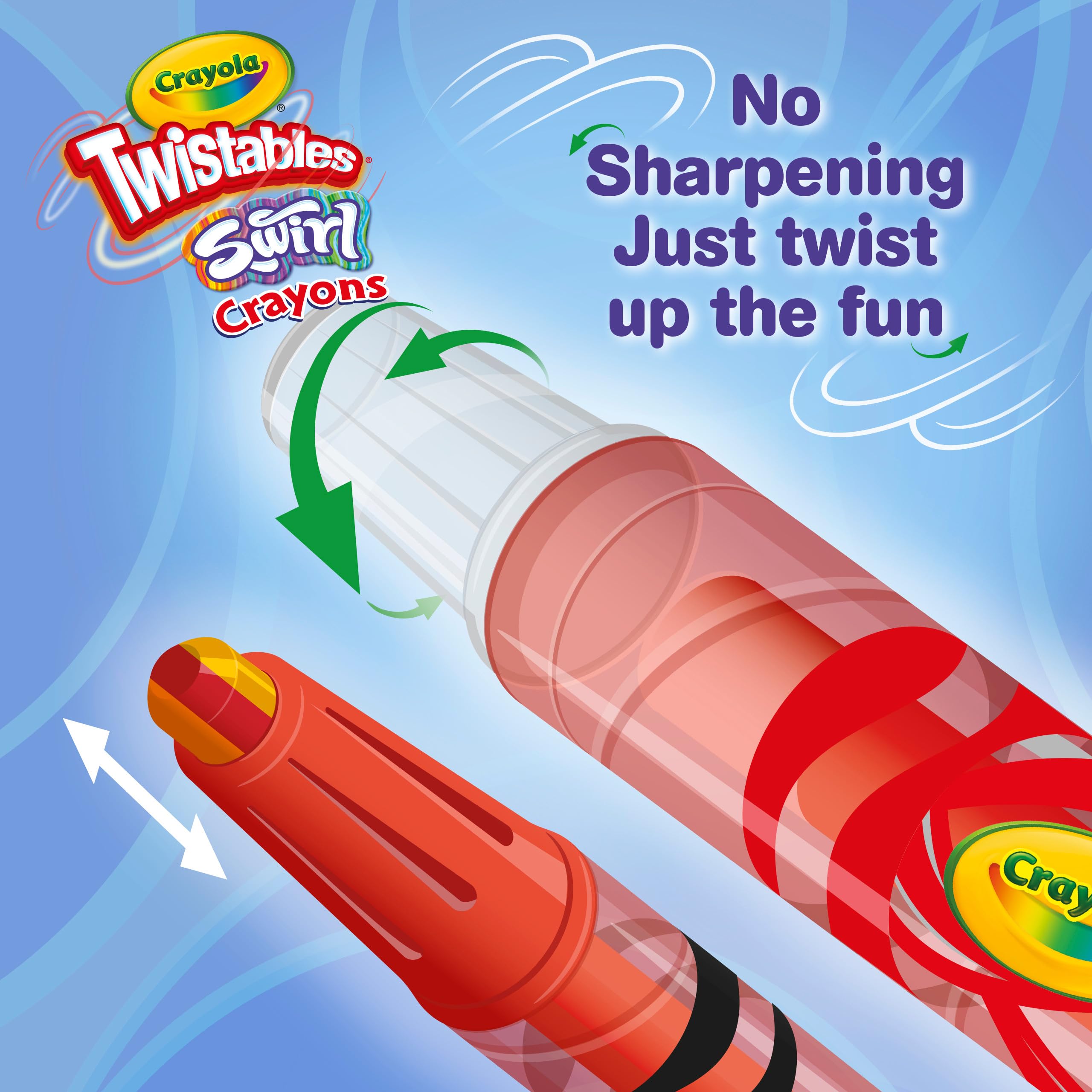 Crayola Swirl Mini Twistable Crayons - Assorted Colors (Pack of 10) | 4 Colors per Crayon | Twist-Up Design 7