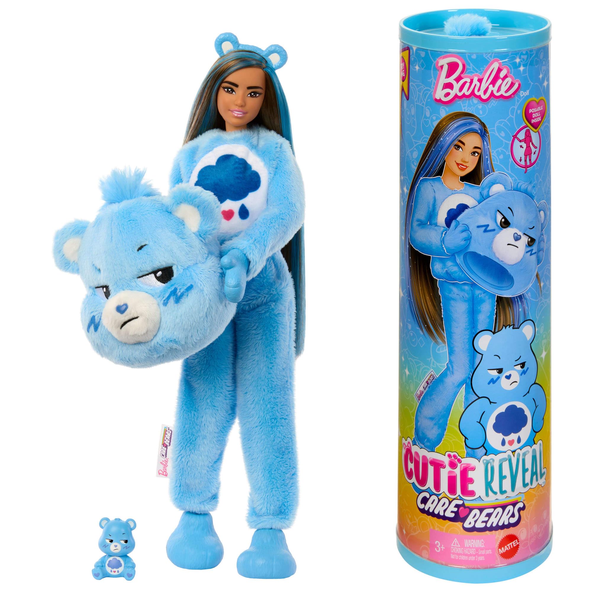 Barbie Cutie Reveal Care Bears Series Doll & Accessories Set - Grumpy Bear with Transforming Costume & 10 Surprises 1