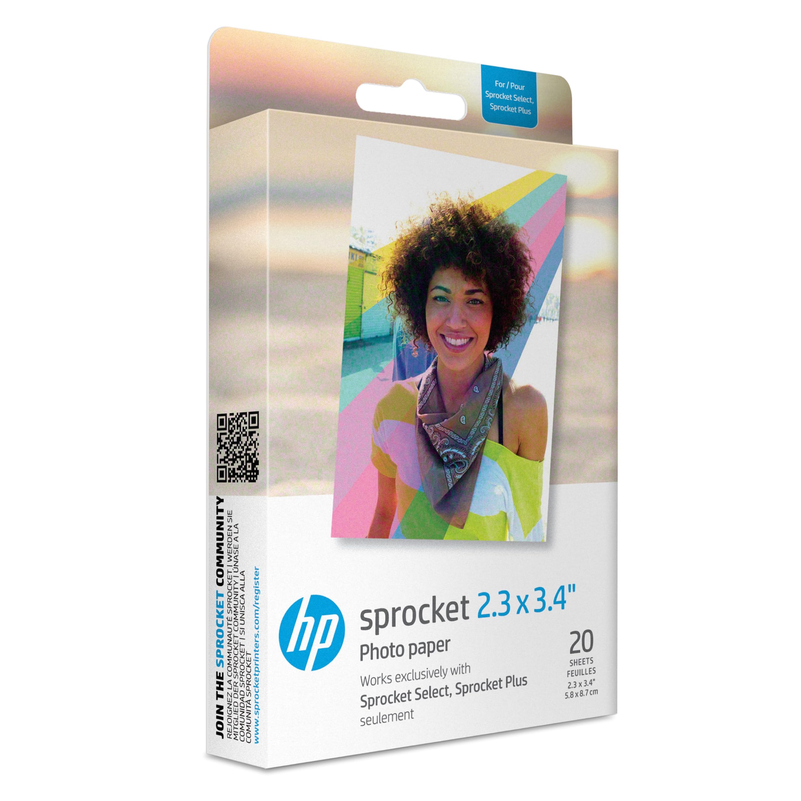HP Premium Zink Photo Paper - 2.3 x 3.4 inch, Sticky Back, 20 Sheets | Smudge Resistant