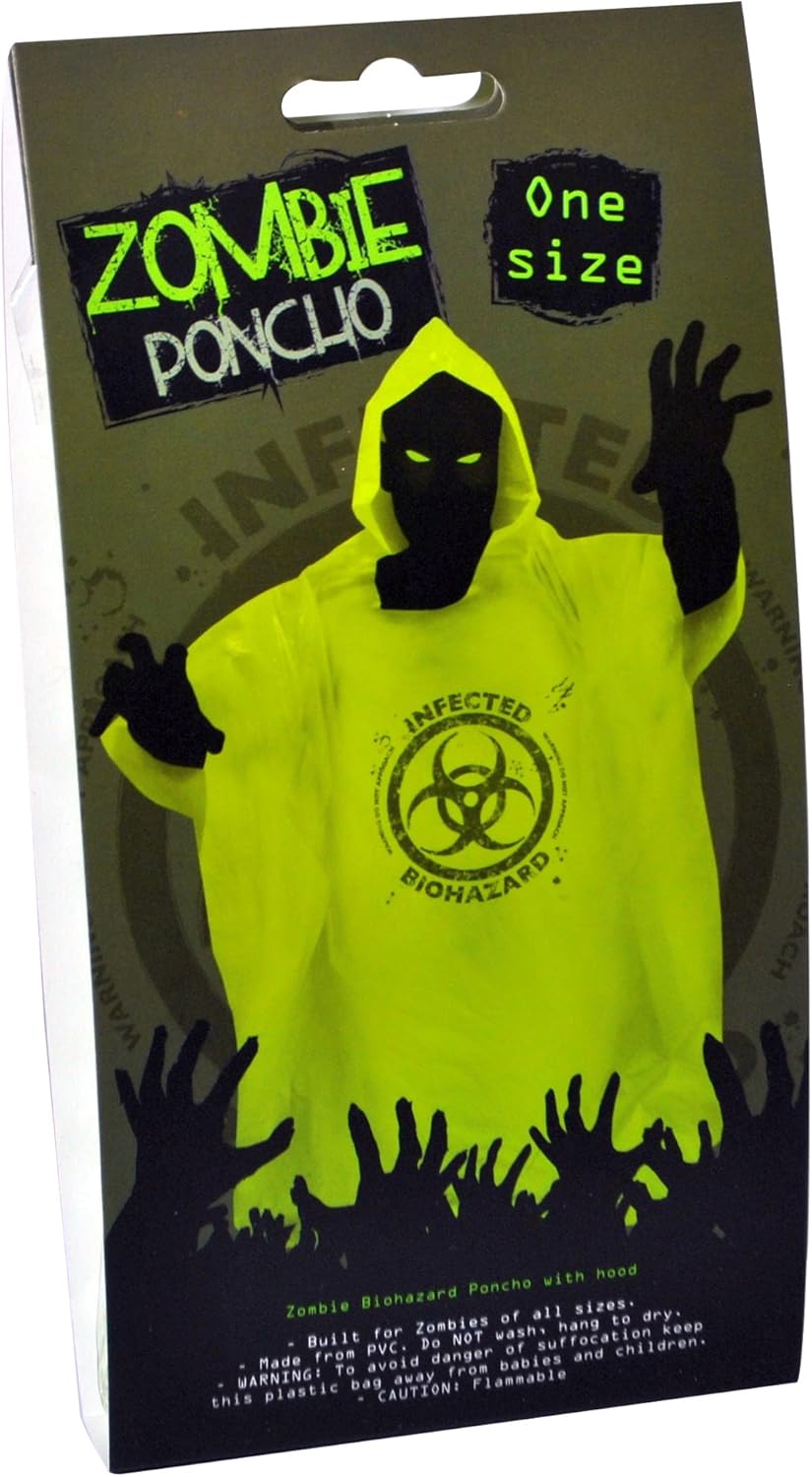 Oliphant Zombie Biohazard Poncho Costume - One Size Fits All (Green PVC)