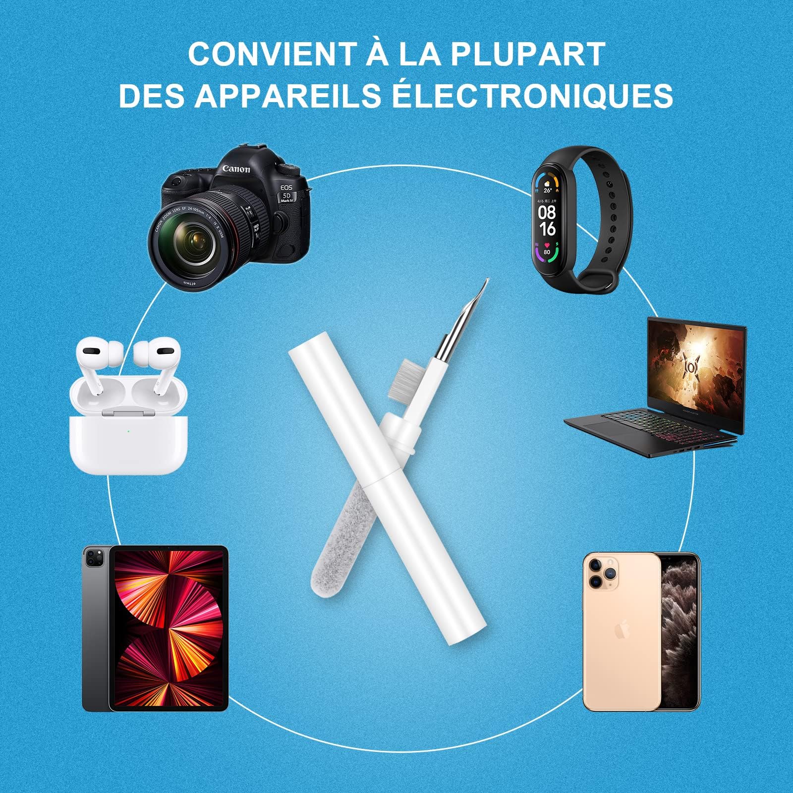 MOXYOY 3-In-1 Earphone Cleaning Kit - Metal Tip, Brush, Sponge | ABS/Stainless Steel