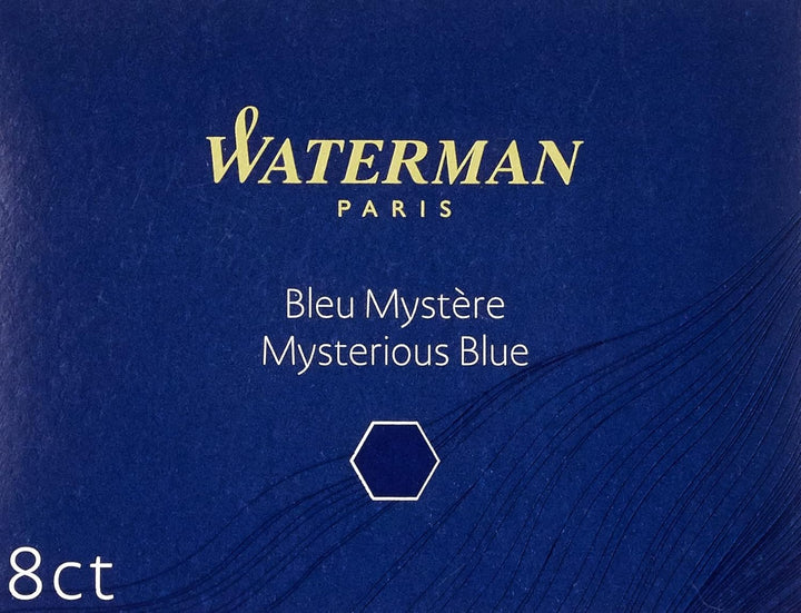 Waterman Fountain Pen Ink Cartridges - Mysterious Blue Long Ink Cartridges (8 Count)