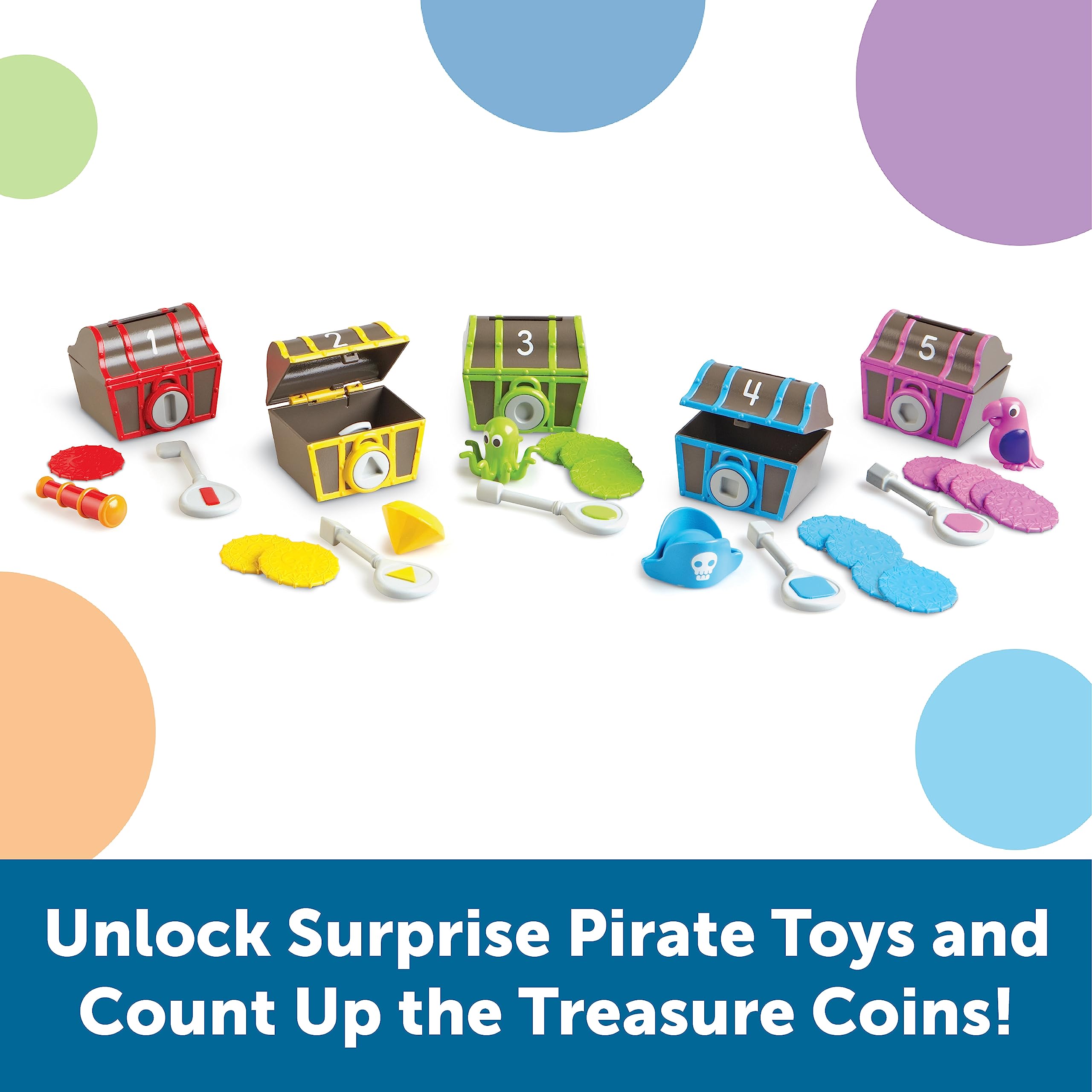 Learning Resources Sorting Surprise Pirate Treasure - Color & Shape Matching Toy for Ages 3+ 4