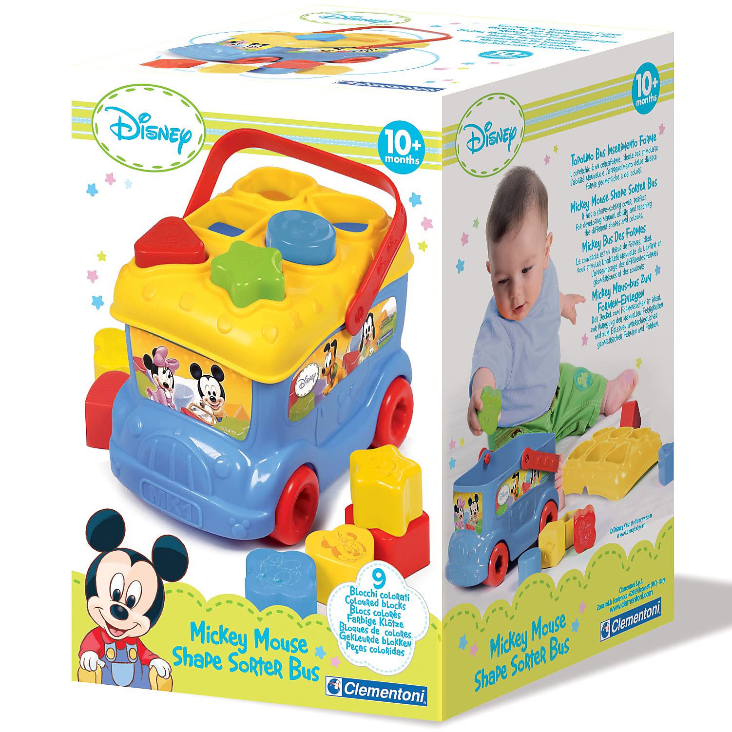 Clementoni Disney Mickey and Friends Shape Sorter Bus - Educational Toy for Toddlers 10m+ 5