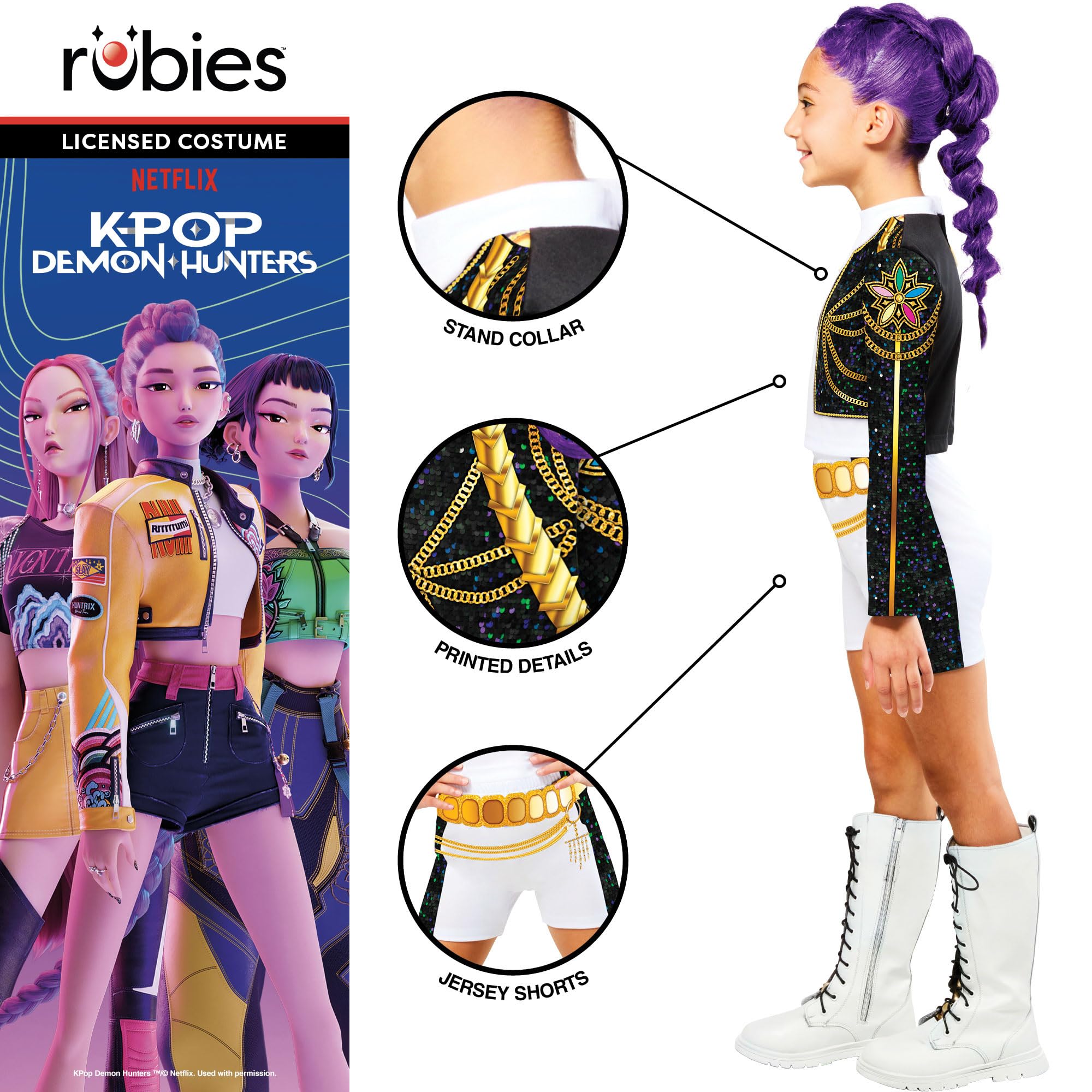 Rubies Official K-Pop Demon Hunters Rumi Golden Classic Child Costume | Size 6 Years | Polyester 4