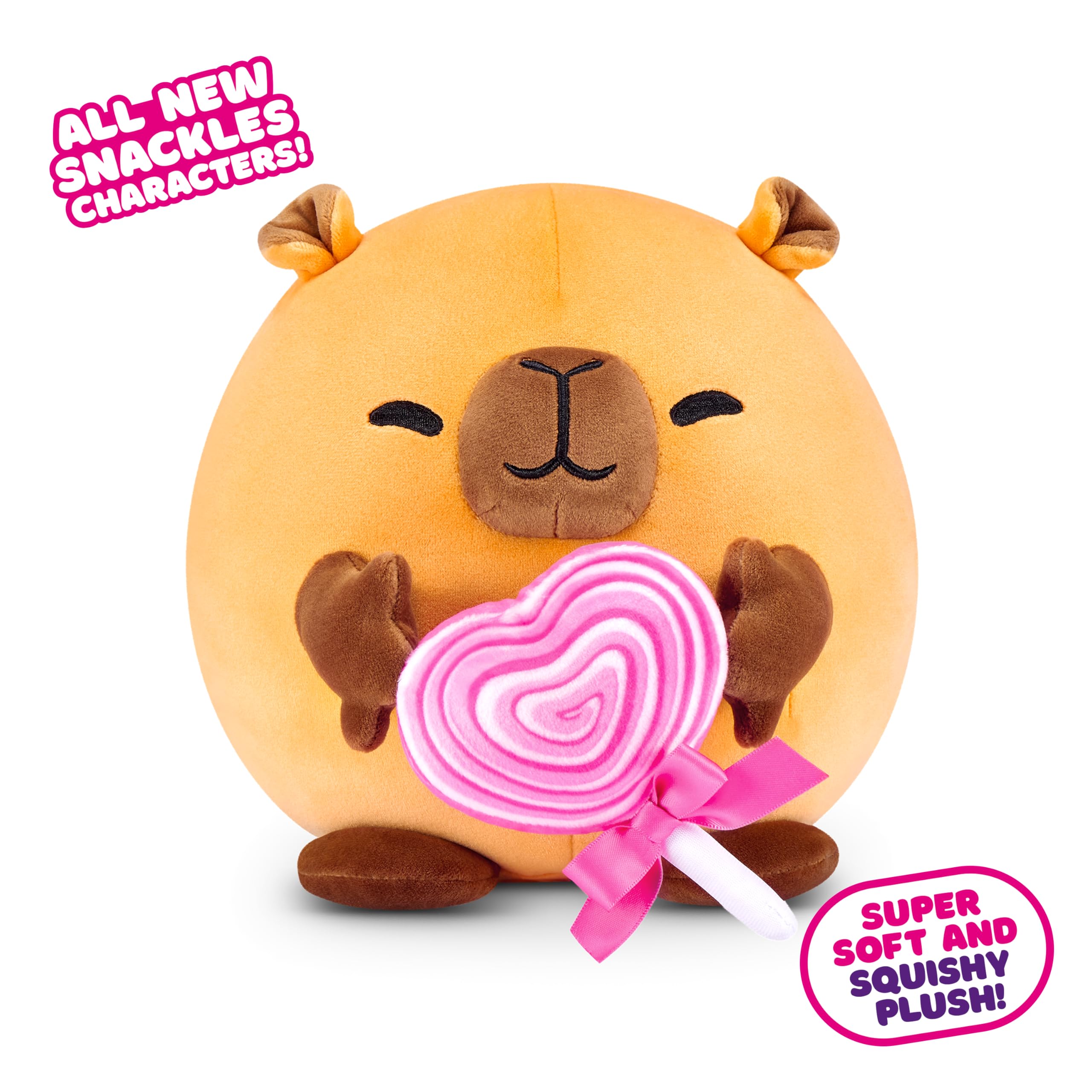 Snackles Capybara - 20 cm ZURU Cuddly Squishy Comfort Plush with Lollipop Snack 3