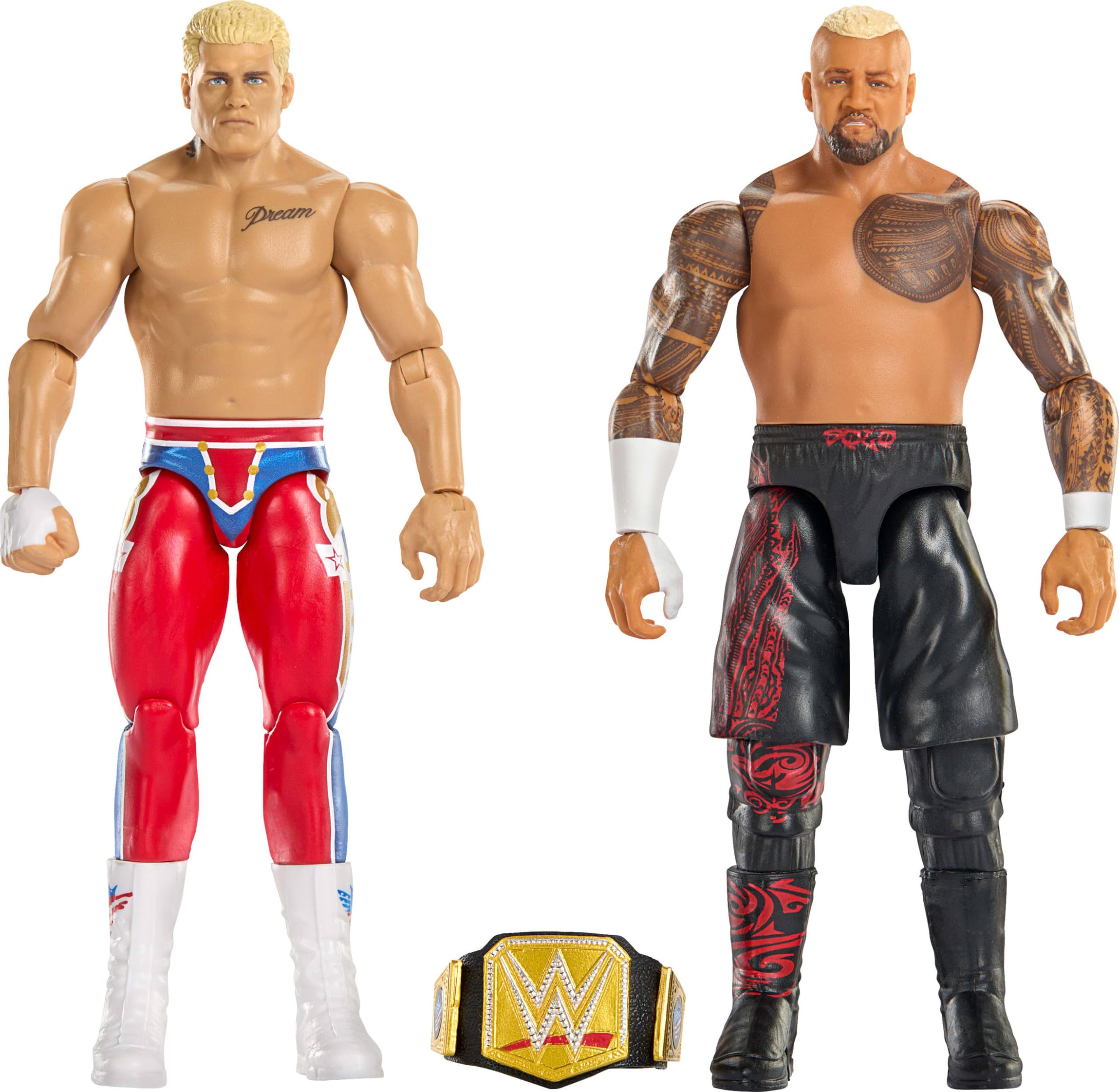 Mattel WWE Main Event Showdown 2-Pack Action Figures (Cody Rhodes & Solo Sikoa) - 6-Inch Figures with Accessory, 10 Points of Articulation 1
