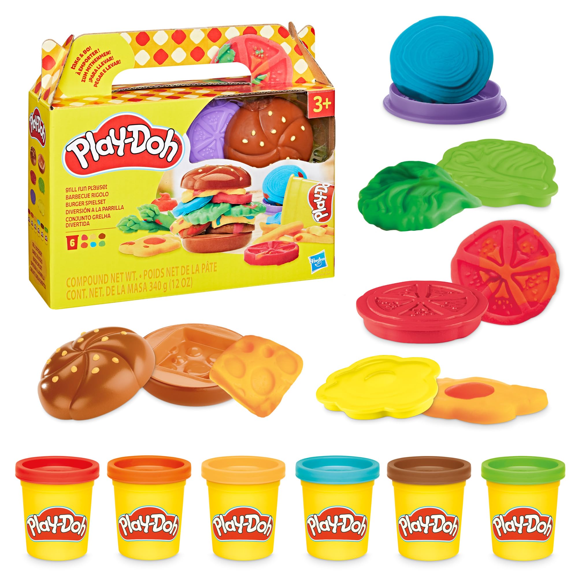 Play-Doh Grill Fun Playset - Ages 3+ | Includes 6 Cans Compound | Non-Toxic
