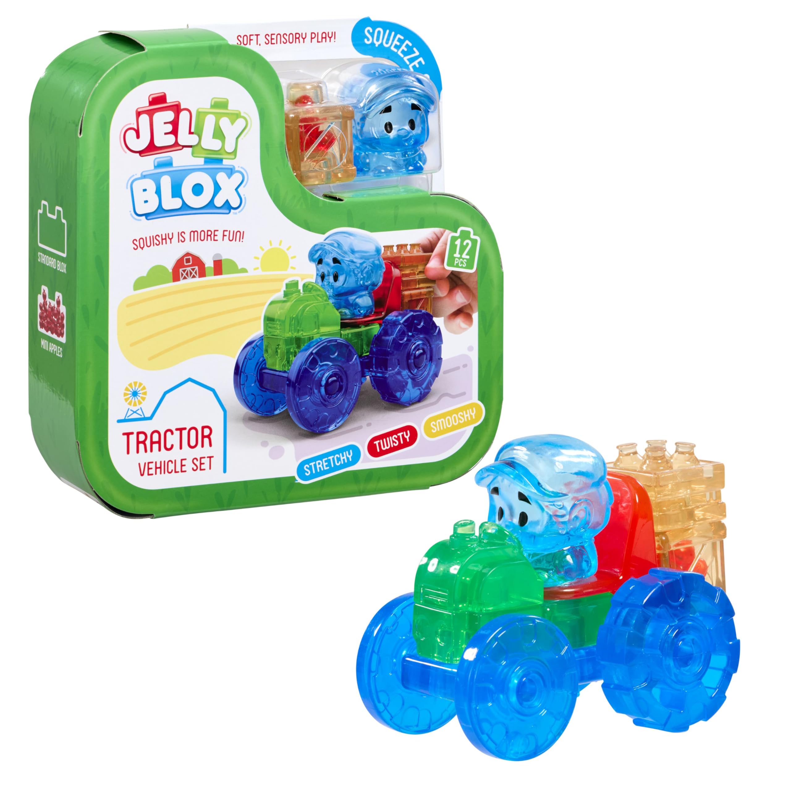 Jelly Blox Tractor Vehicle Set - Squishy Building Fun for Toddlers 2+ 1