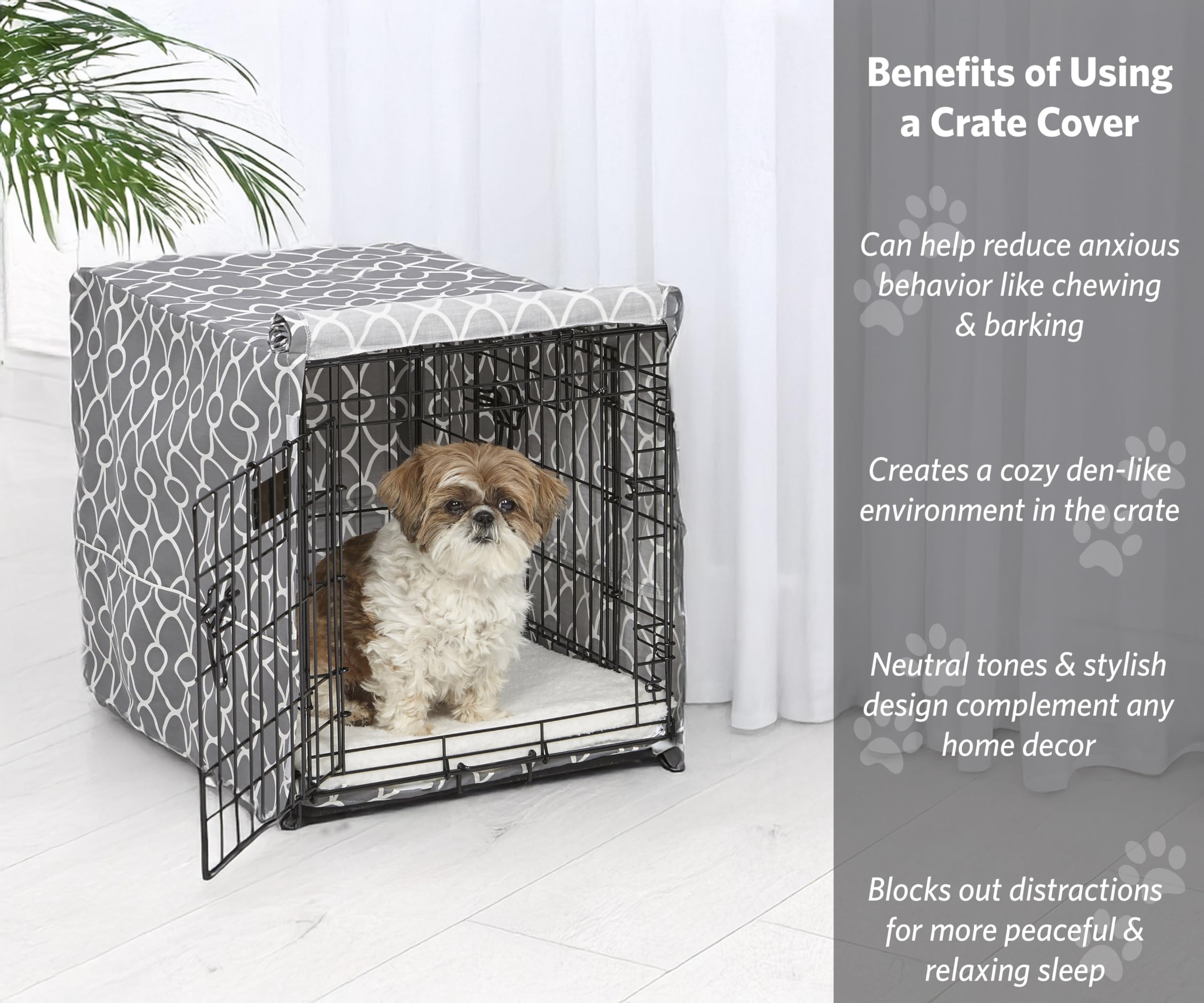 MidWest Homes for Pets Quiet Time Crate Cover - Teflon Protection | Fits 61cm Crates | Gray 2