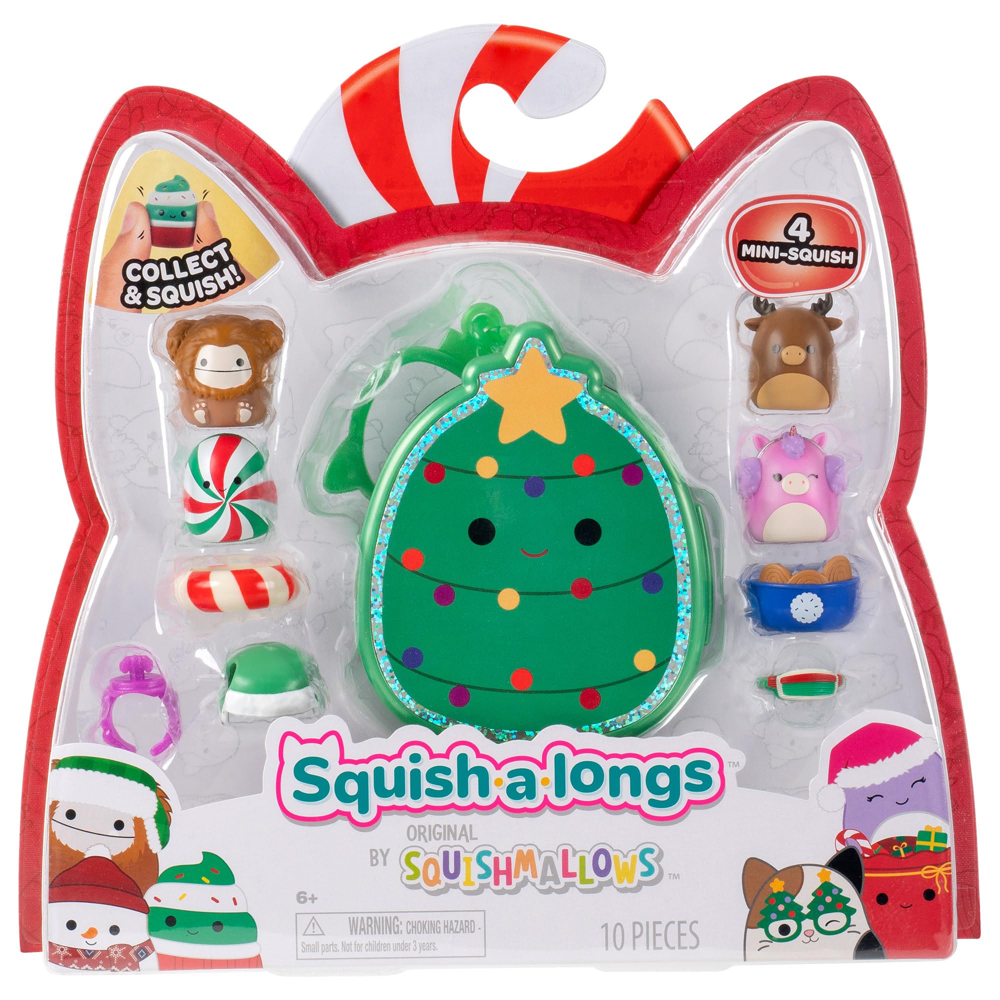 Squish-a-longs Clip-a-longs Holiday Pack - Includes 4 Mini-Squish & Accessories