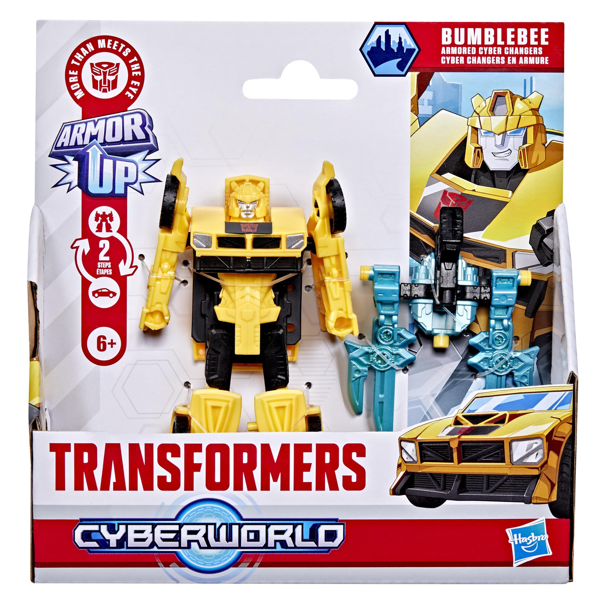 Transformers CYBERWORLD Armored Changers Bumblebee Action Figure - Ages 6+, 2-in-1 Transformation, 18.07 cm