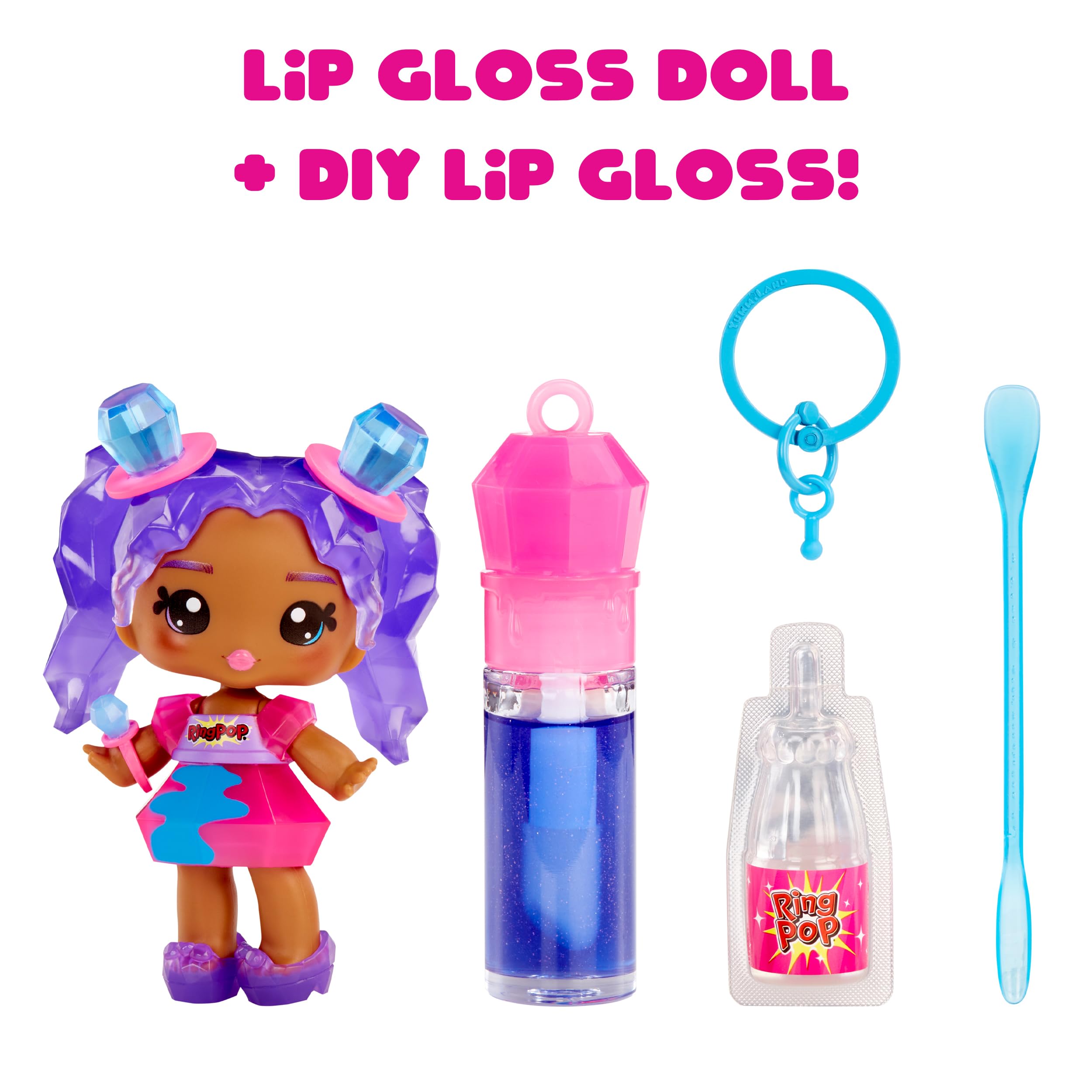 Yummiland x Ring Pop Ruthie Pop Doll - DIY Lip Gloss Playset with Keychain, Ages4+ 11