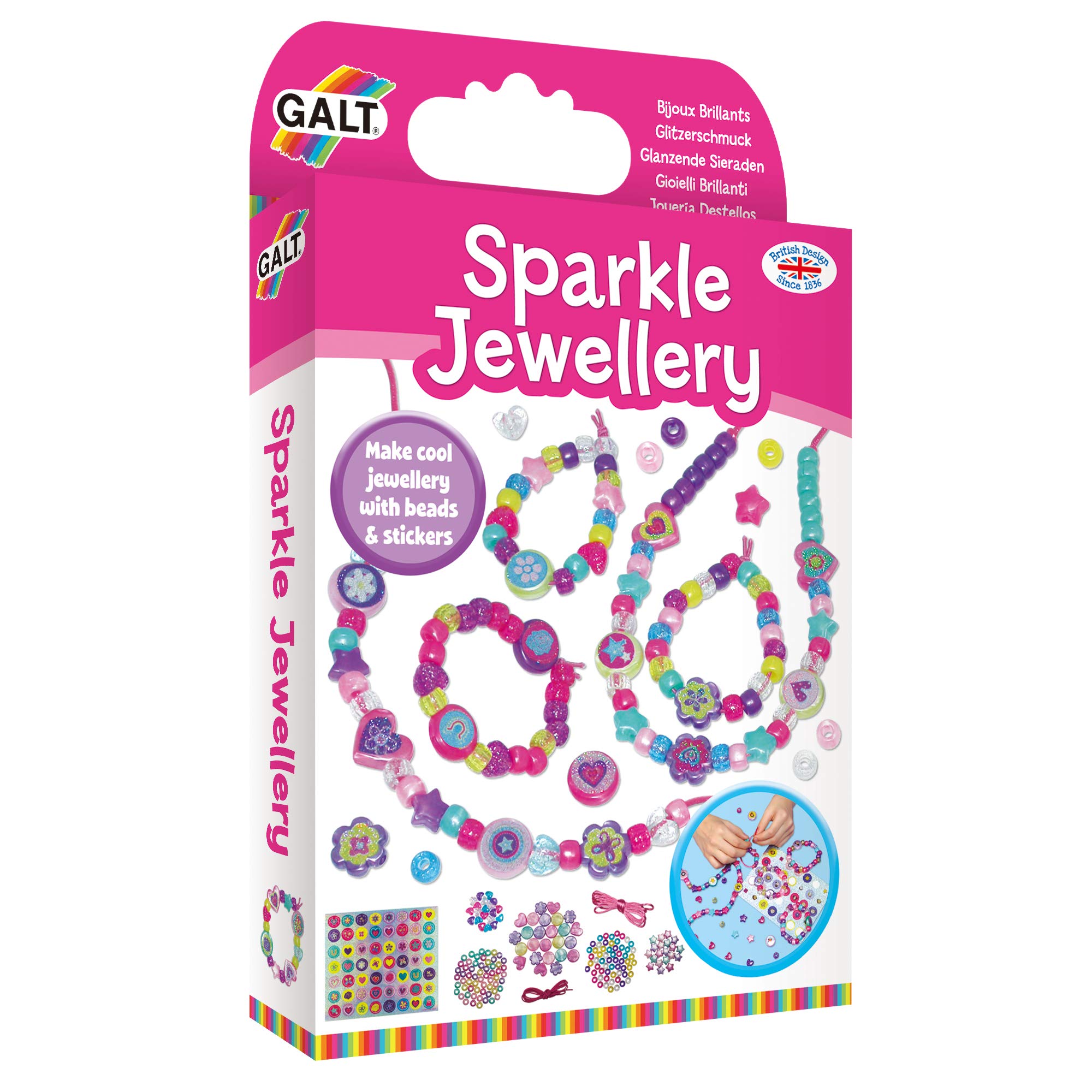 Galt Sparkle Jewellery Craft Kit - Ages 5+ | 185+ Beads | Multi-Color