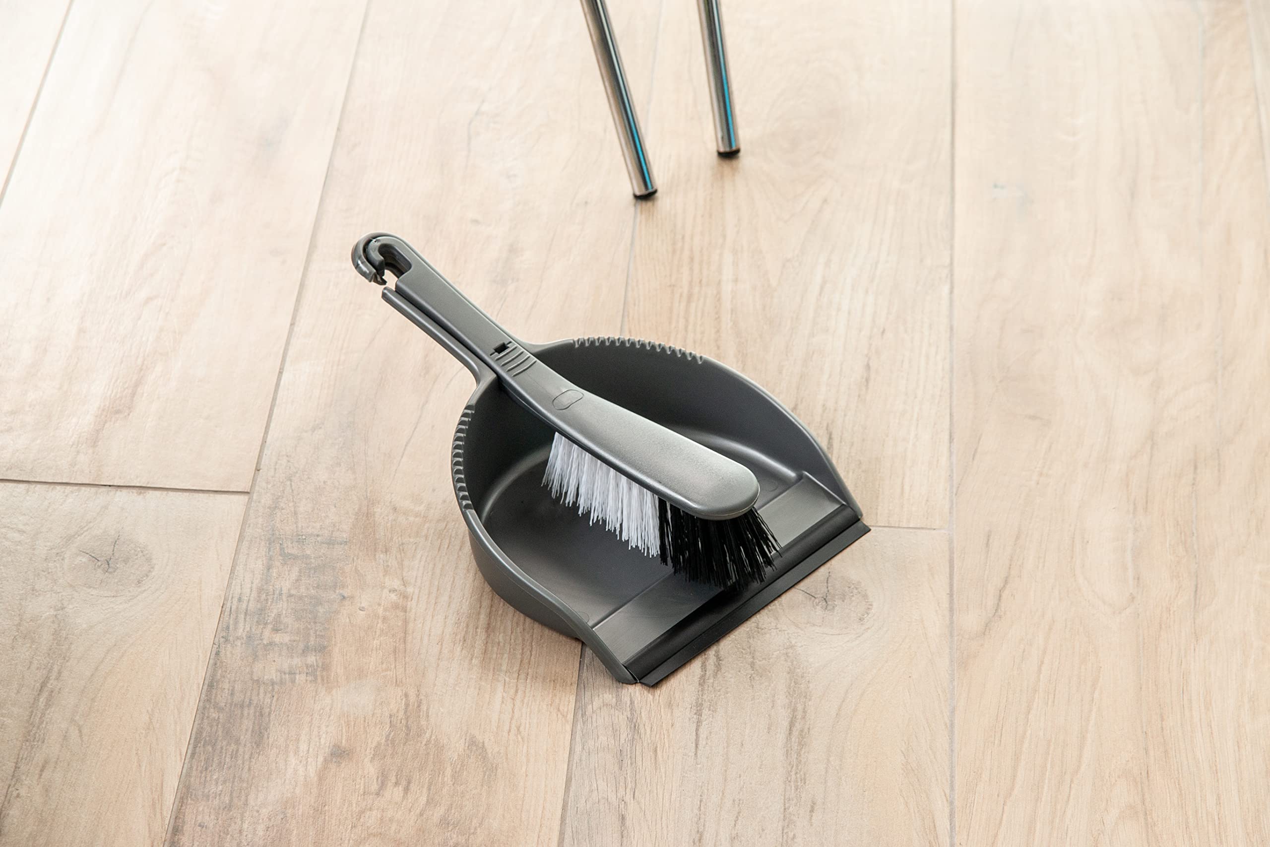 Addis Everyday Stiff Dustpan & Brush Set - Metallic Silver, Heavy-Duty Cleaning Tools for Home, One Size 5