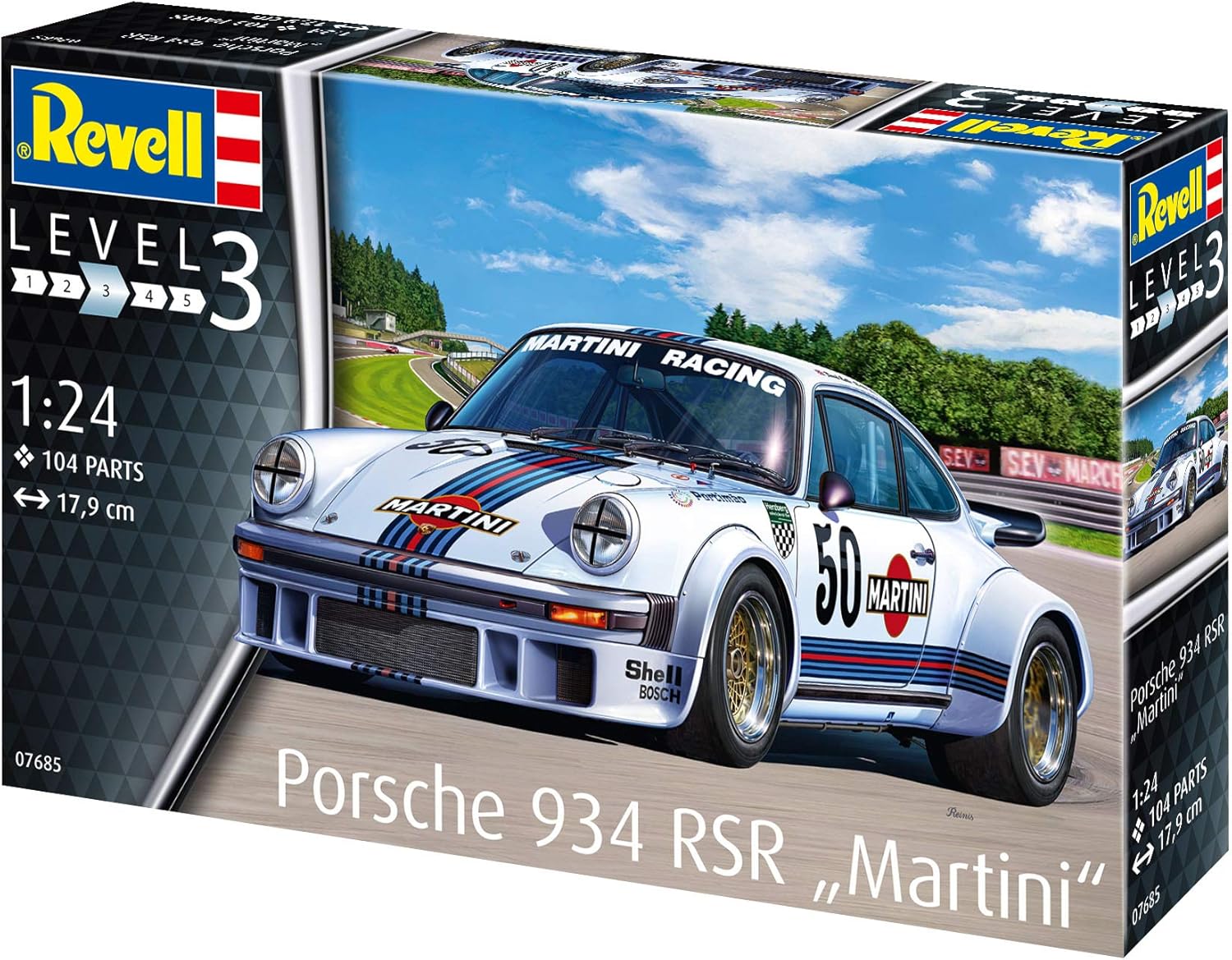 Revell Porsche 934 RSR 'Martini Racing' 1:24 Plastic Model Kit - Building Toy for Ages 3+ 7
