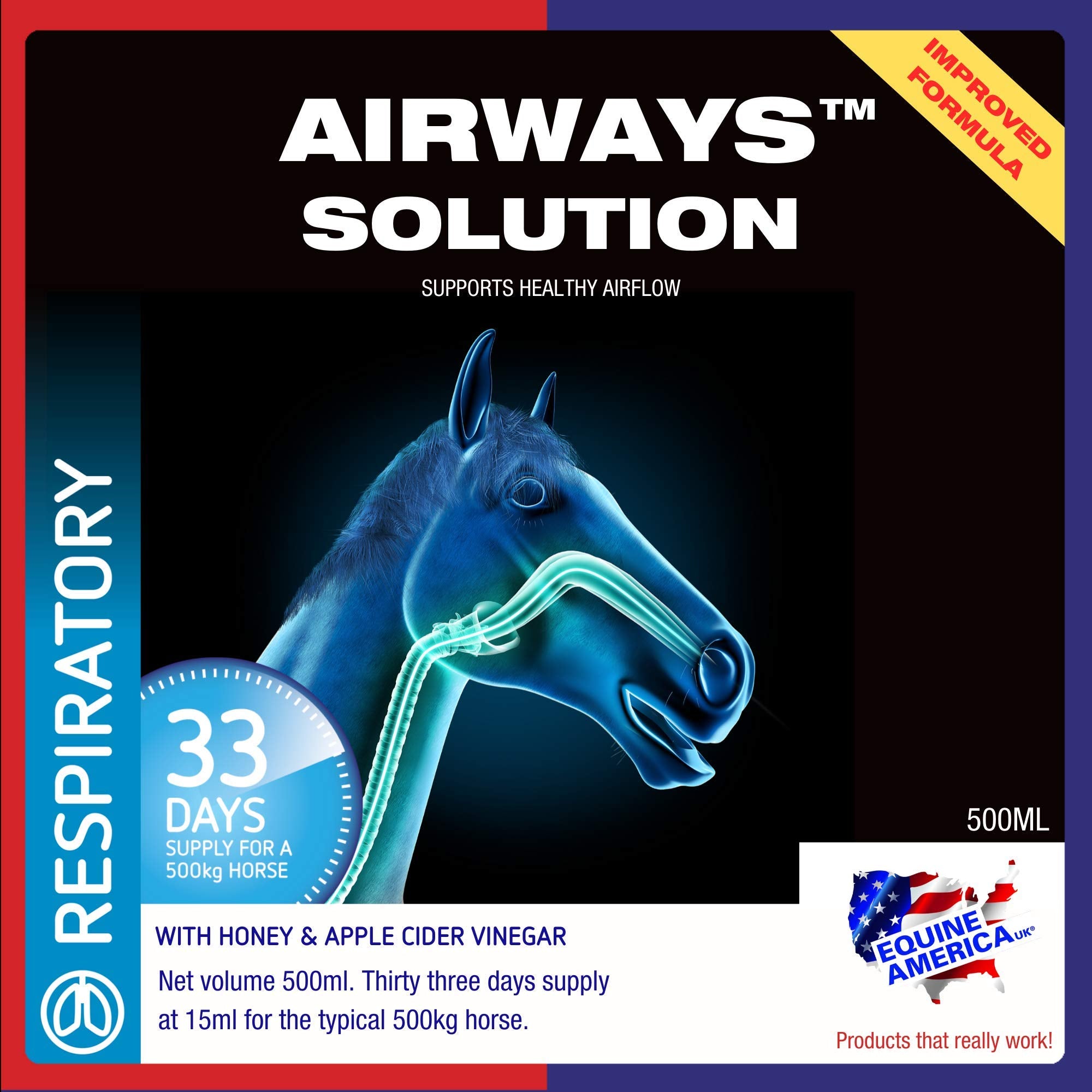 Equine America Airways Solution - Supports Respiratory Health | 500ml