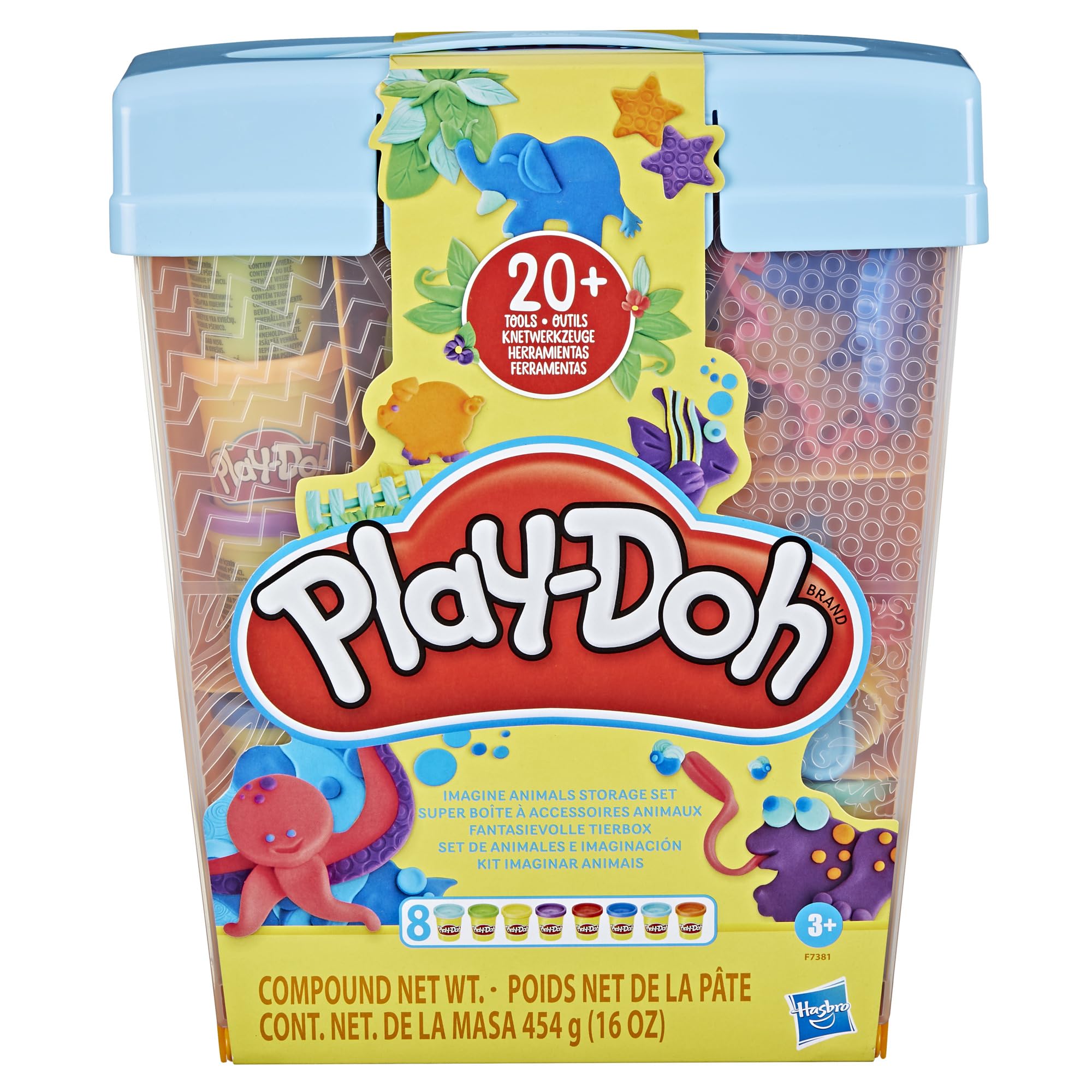 Play-Doh Imagine Animals Storage Set - 8 Cans Compound & 22 Accessories | Ages 3+