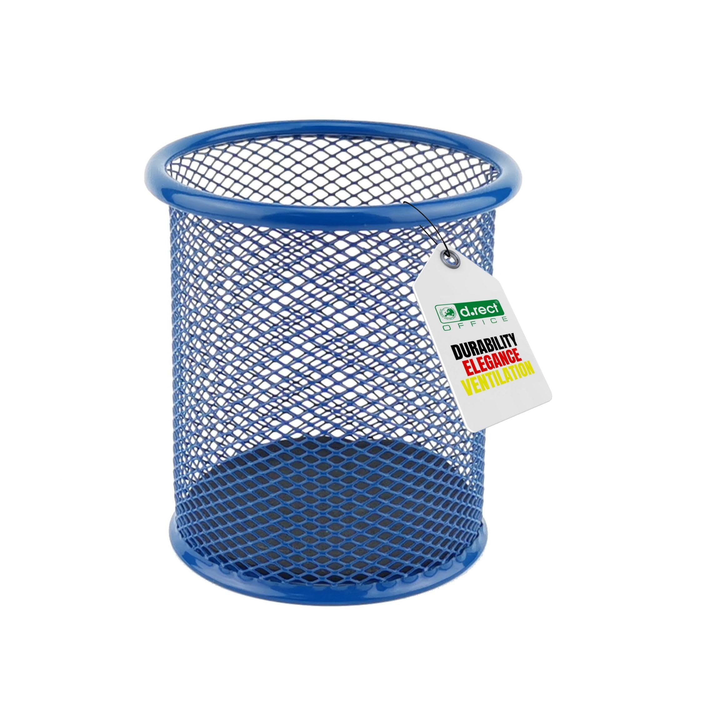 Leviatan Metal Pencil Holder - Round Mesh Design | Blue | Rust Resistant | 90x90x100mm