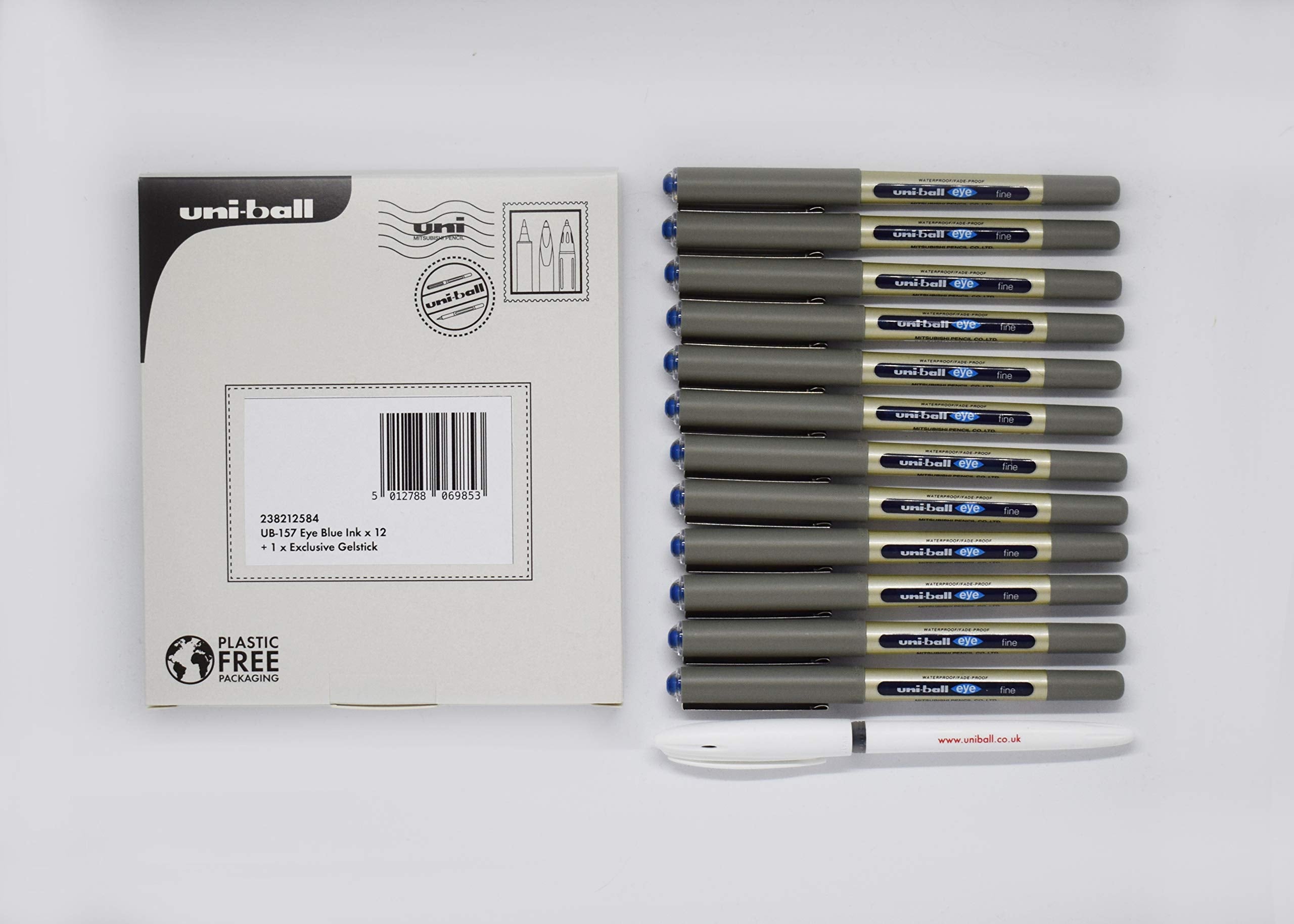 uni-ball Eye Rollerball Pens - Fine 0.7mm Tip, Blue Ink, Quick Drying, 13 Piece Set