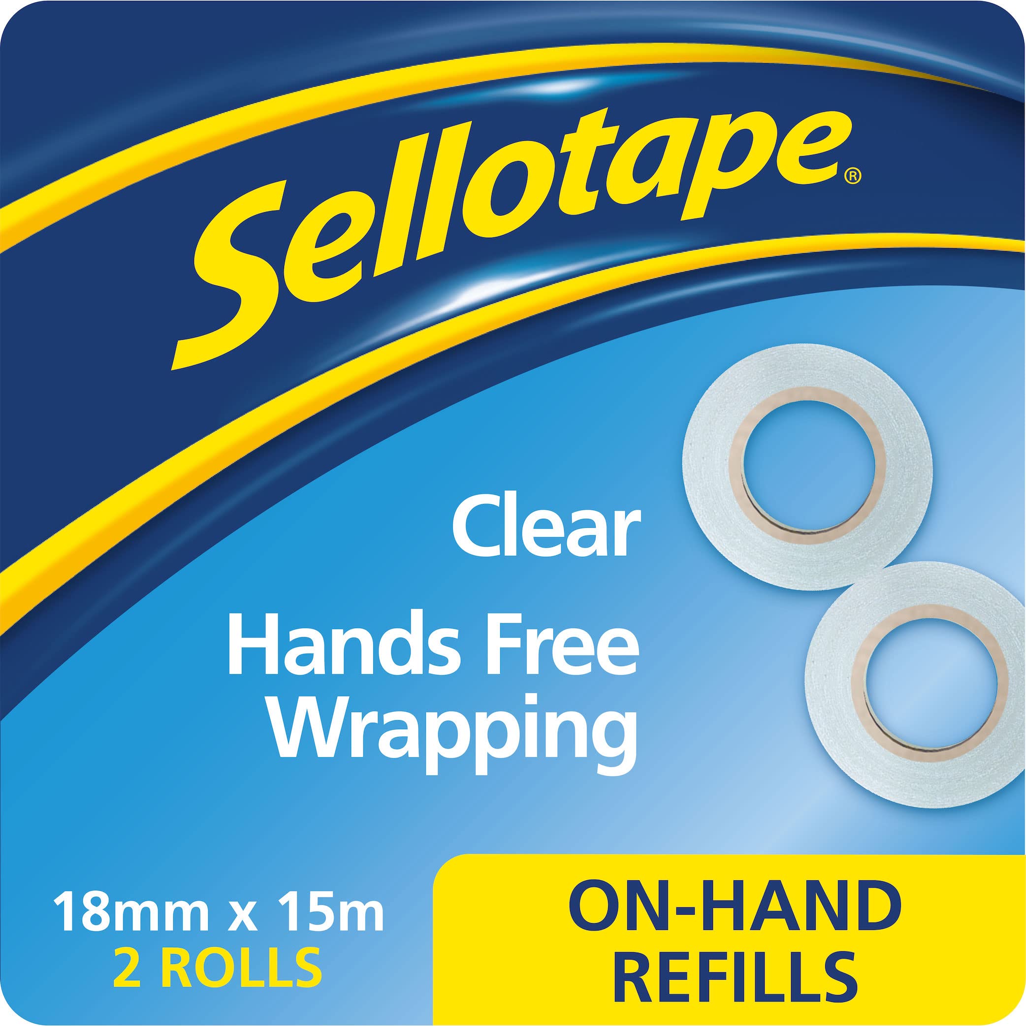 Sellotape On-Hand Refills - Extra Strong Adhesive Tape for Dispenser | Pack of 2 (18mm x 15m)
