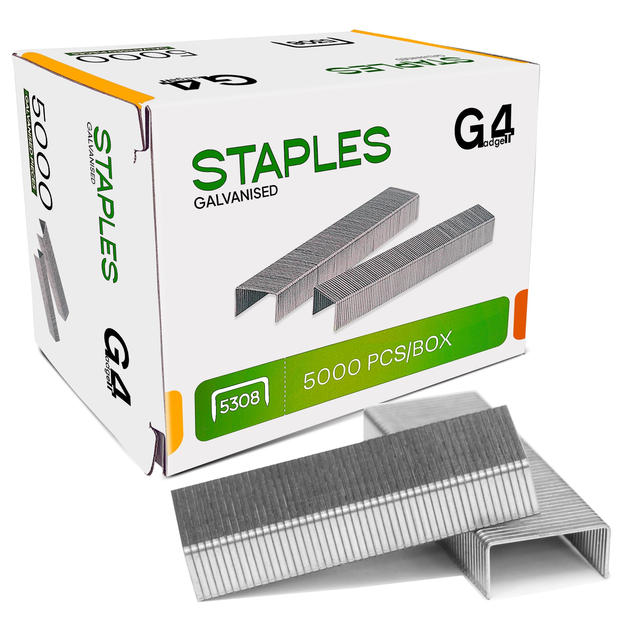 G4GADGET Heavy Duty Staples - 5000 Pack, 53/8mm Size, Stainless Steel | Upholstery & Carpentry