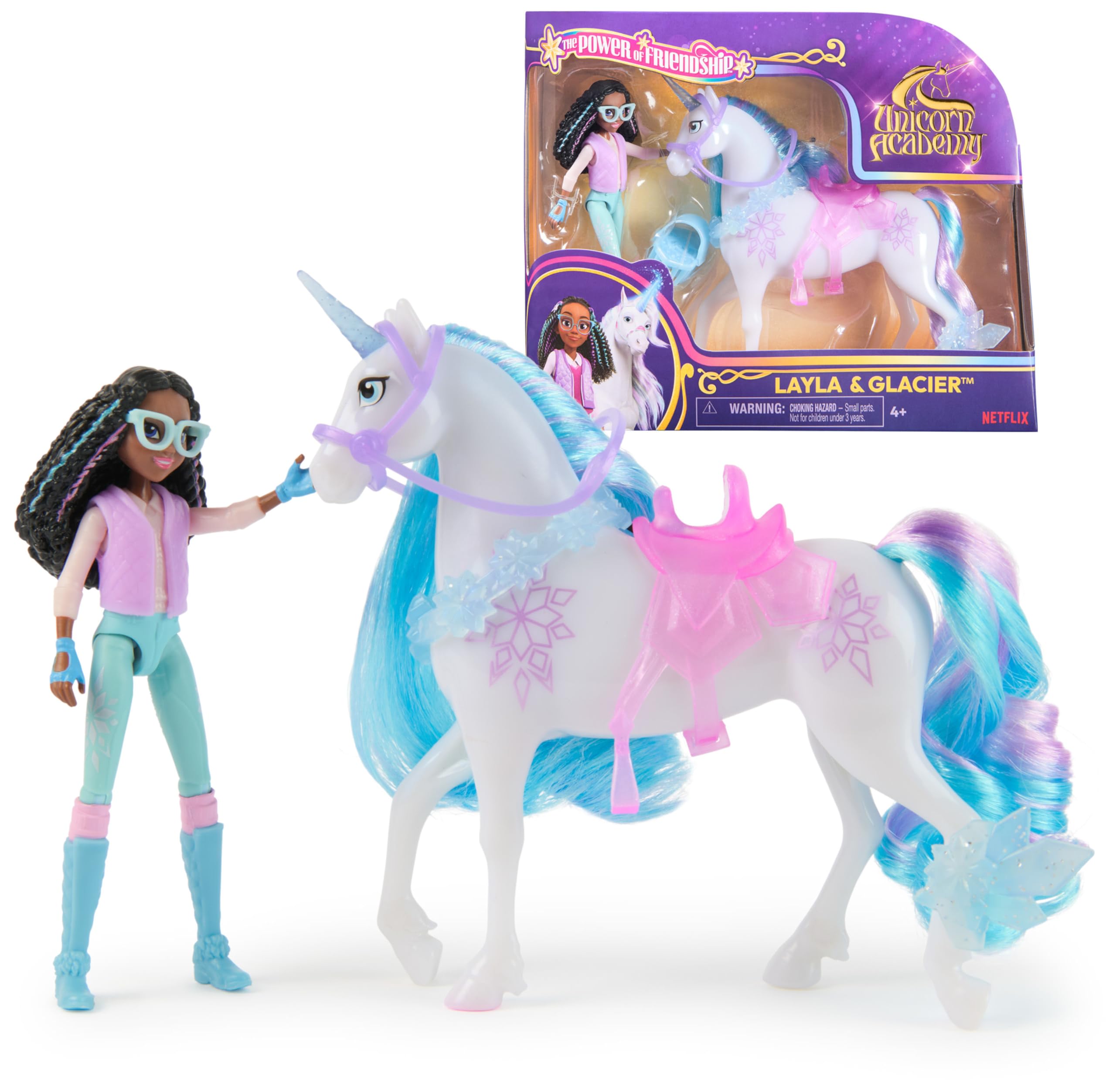 Unicorn Academy Layla & Glacier Power of Friendship Playset - Posable Doll & Unicorn Toy for Girls Ages 4 and Up