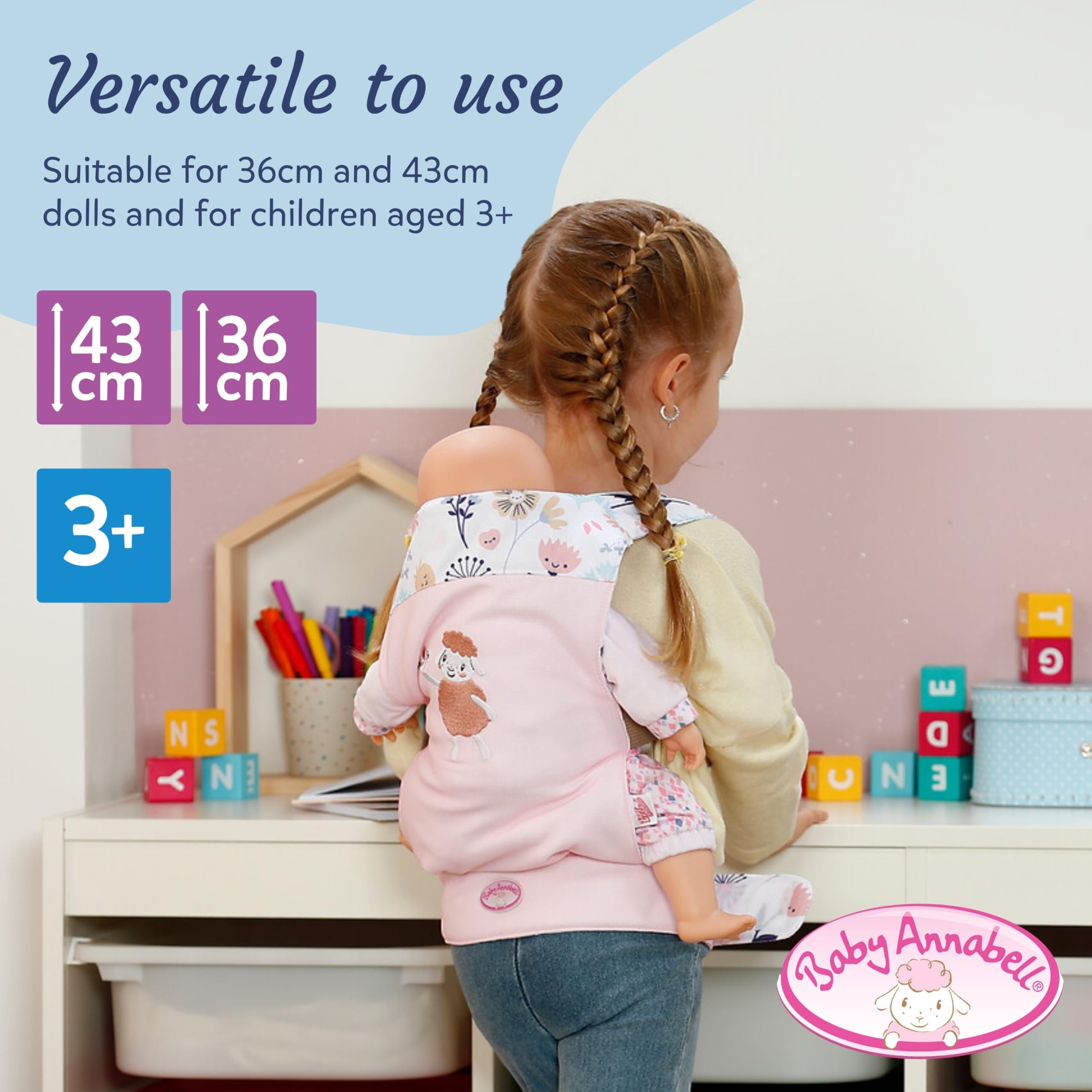 Baby Annabell Baby Doll Carrier - Adjustable Straps | Fits 36cm & 43cm Dolls | Ages 3+ 3