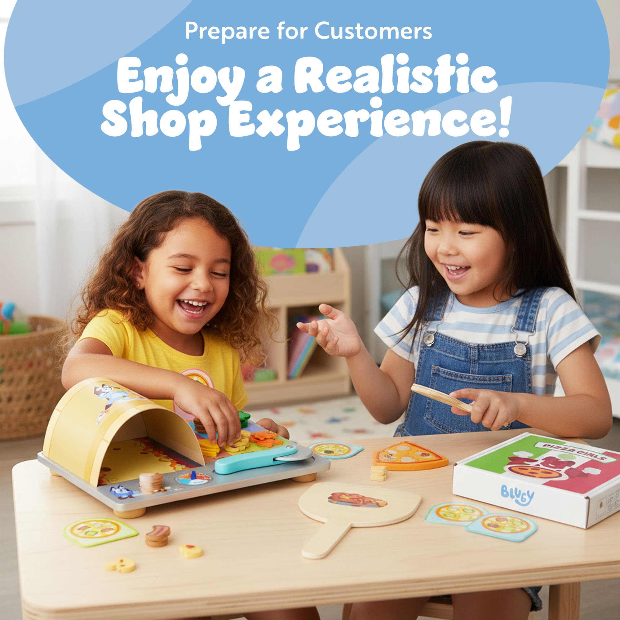 Bluey Pizza Girls Set - 35-Piece Wooden Pretend Play Food Set 3