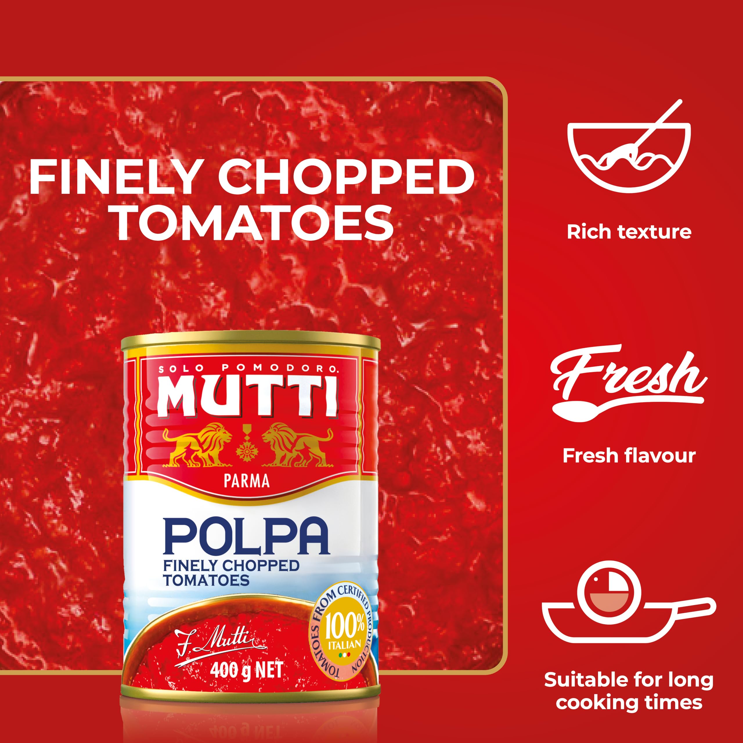 Mutti Finely Chopped Tomatoes - 100% Italian Tomatoes, No Additives | 4 x 400g Pack 2