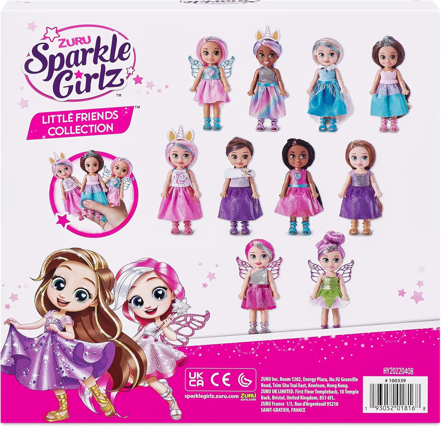 ZURU Sparkle Girlz Fantasy Little Friends Set of 10 Dolls - Sparkly Outfits & Brushable Hair 2