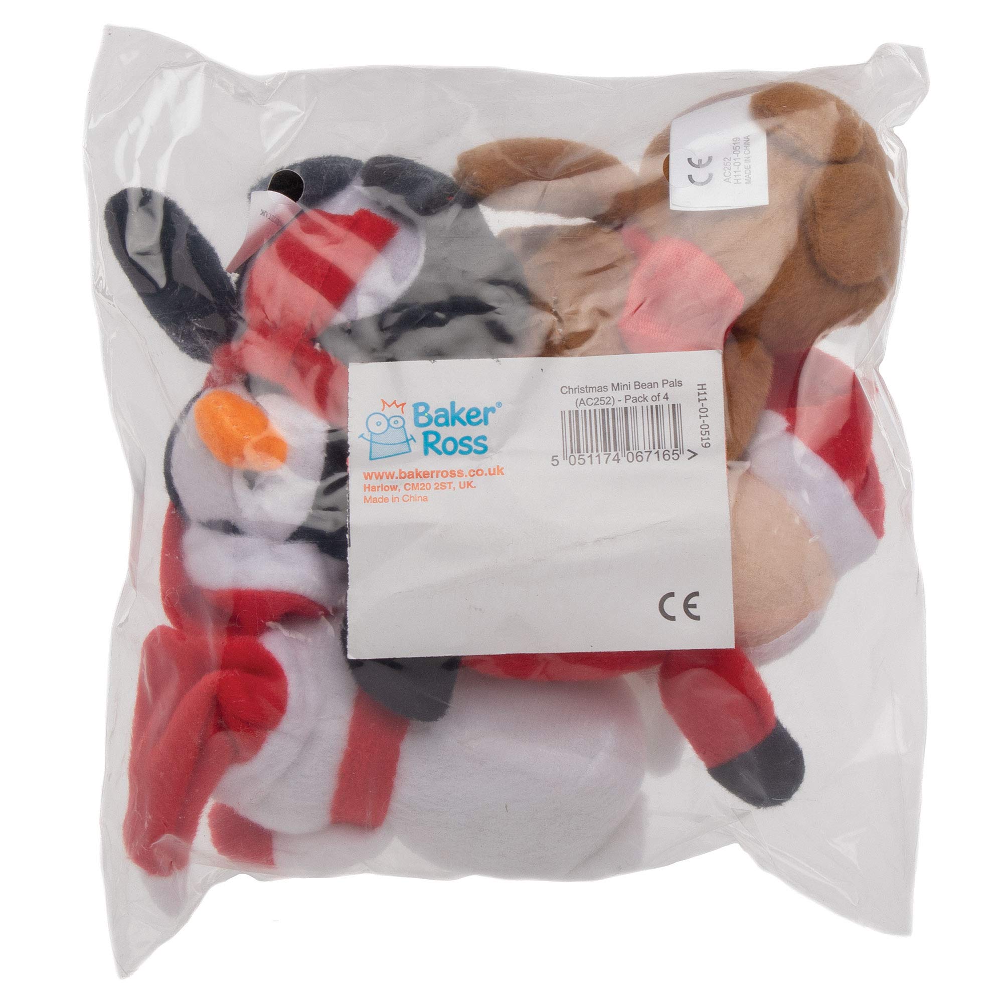 Baker Ross Christmas Bean Pals Cuddly Toys - 4 Assorted Plush Characters for Kids 6
