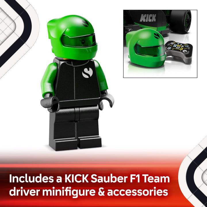 LEGO Speed Champions KICK Sauber F1 Team C44 Race Car Toy - Buildable F1 Model with Driver Minifigure for Ages 10+