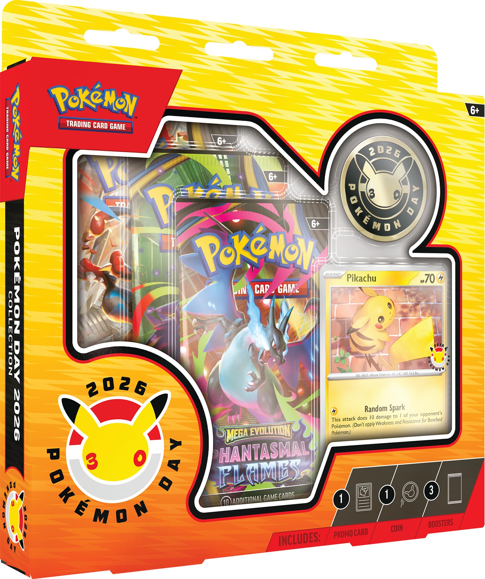 Pokémon TCG: Pokémon Day 2026 Collection - Pikachu Promo, Coin, & 3 Booster Packs | Ages 6+