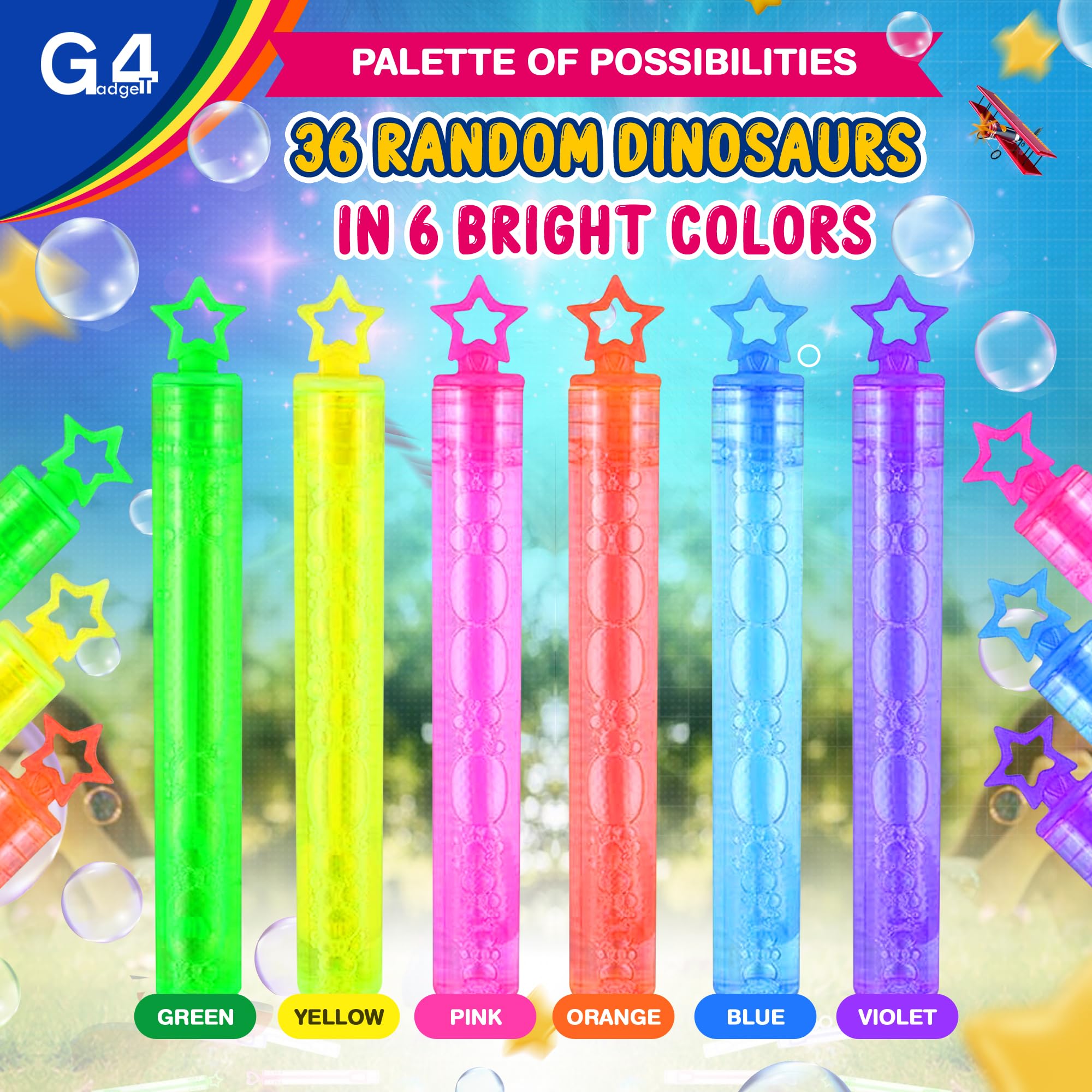 G4GADGET 36-Pack Bubble Tubes – Fun & Colorful Party Bag Fillers for Kids 2
