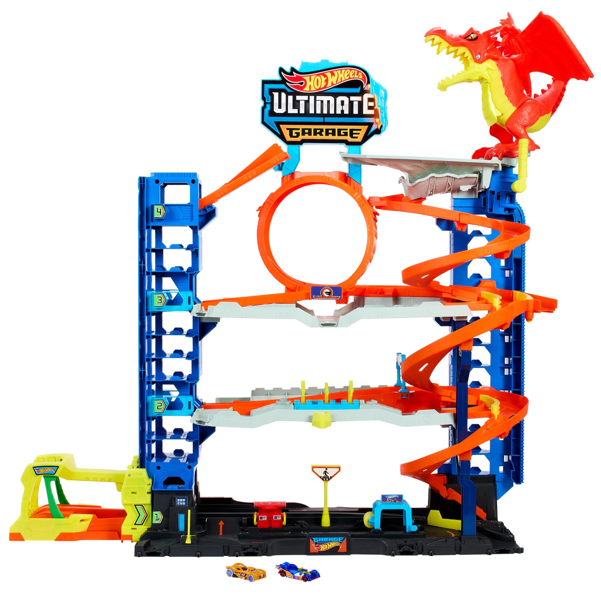 Hot Wheels Let's Race Netflix City Ultimate Garage Playset with 2 Die-Cast Cars | Storage for 50+ Cars | Ages 5+