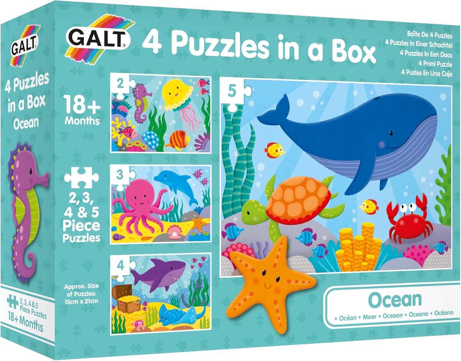 Galt 4 Puzzles in a Box - Ocean Themed Jigsaw Puzzles for Toddlers 18 Months+ 1