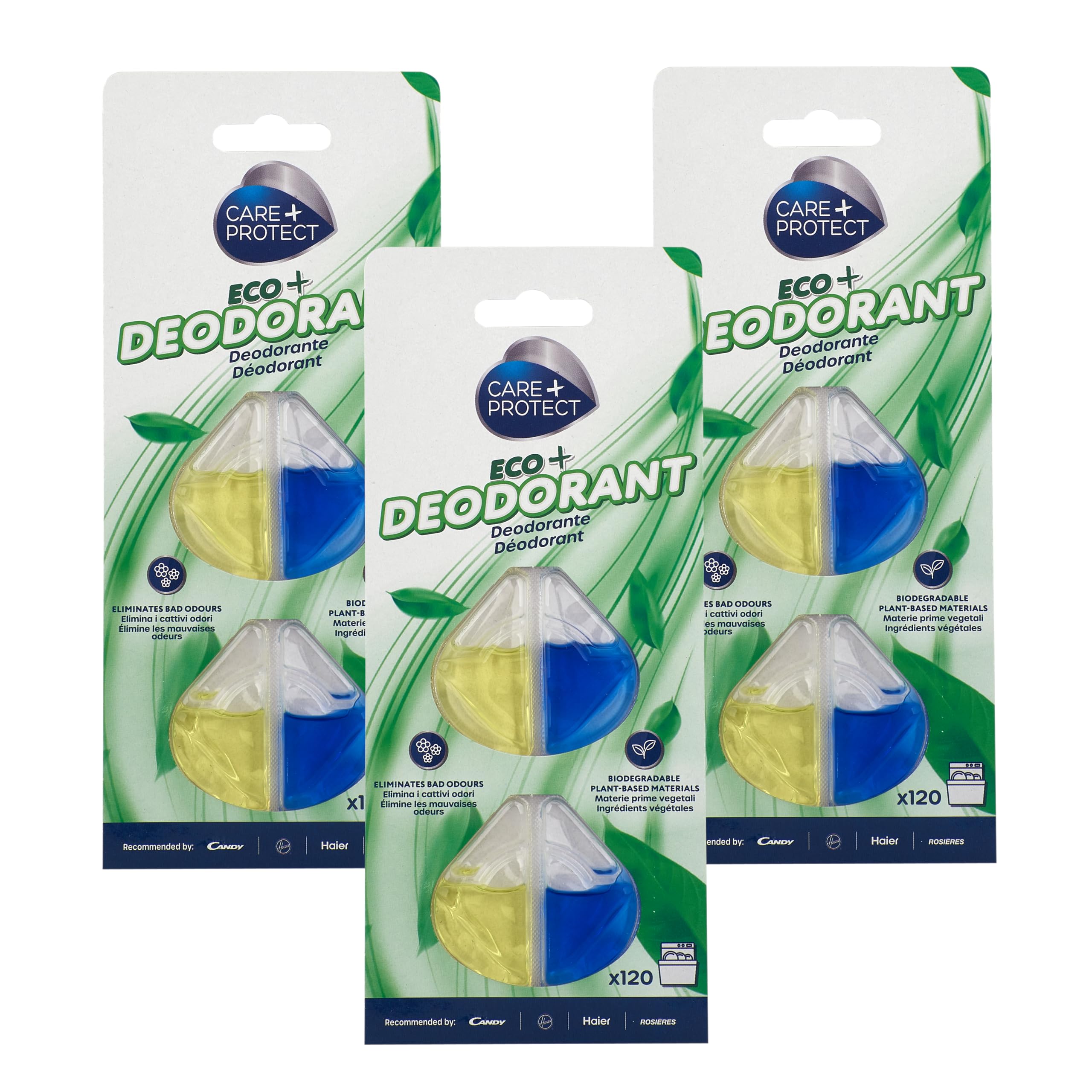 CARE + PROTECT ECO+ Dishwasher Deodorant - Lemon Scent | 3 Shells | Up to 120 Washes
