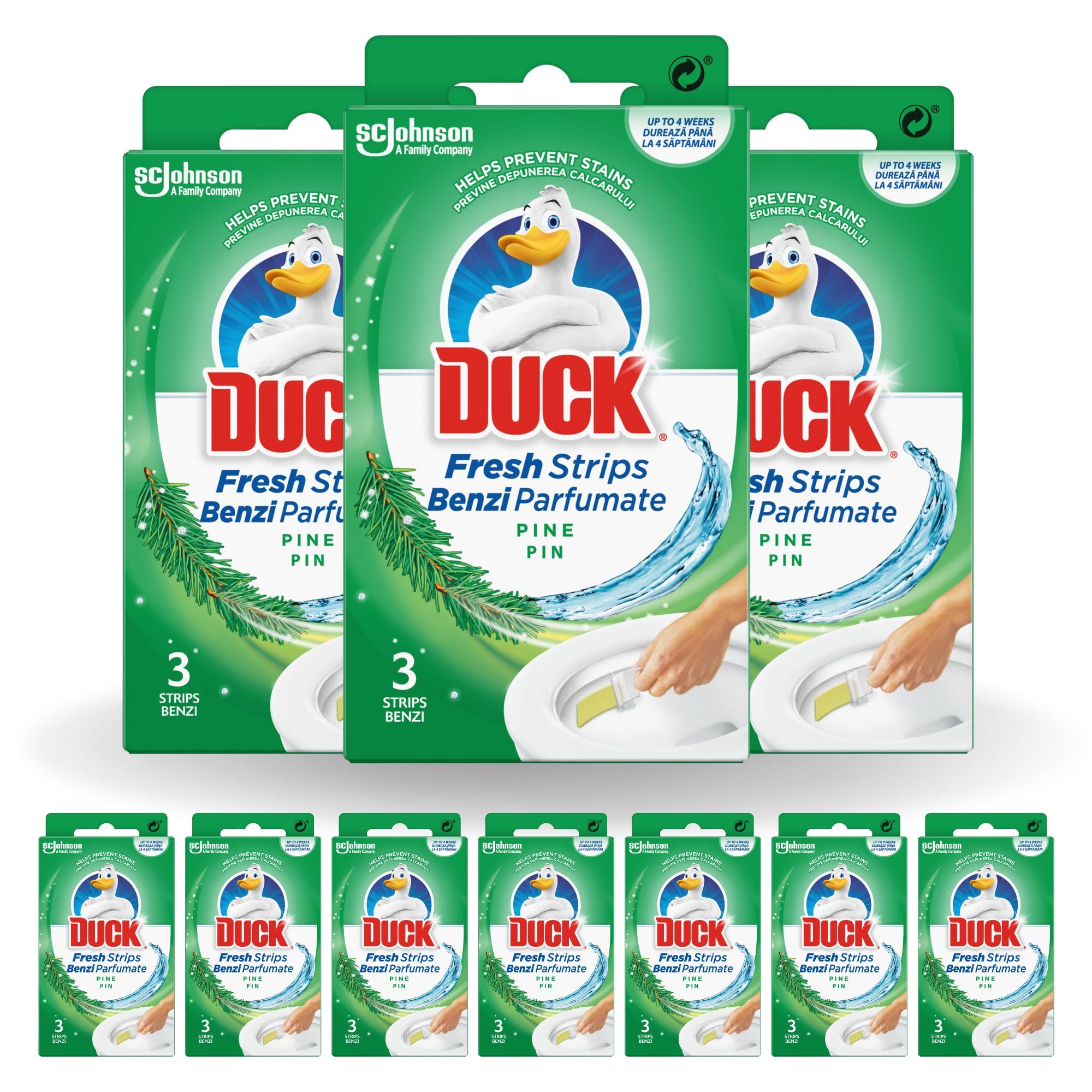 DUCK Toilet Fresh Strips Toilet Cleaner & Descaler Pine Scent | 10 Count Solid Strips 1