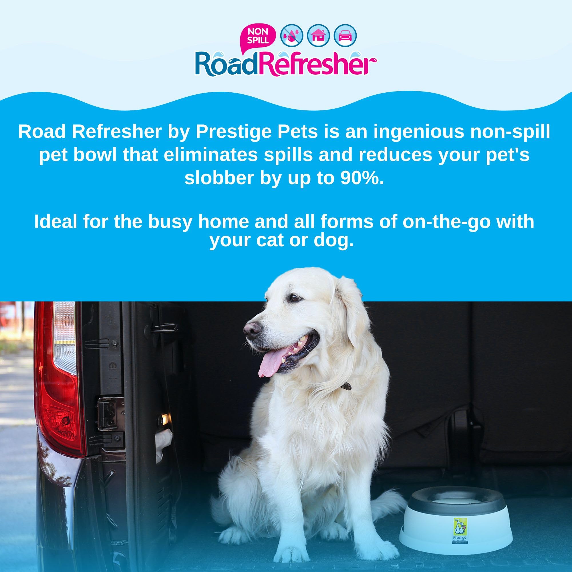 Road Refresher Non Spill Water Bowl - Grey | 1.4 Litres | For Car Travel & Indoor Use 5