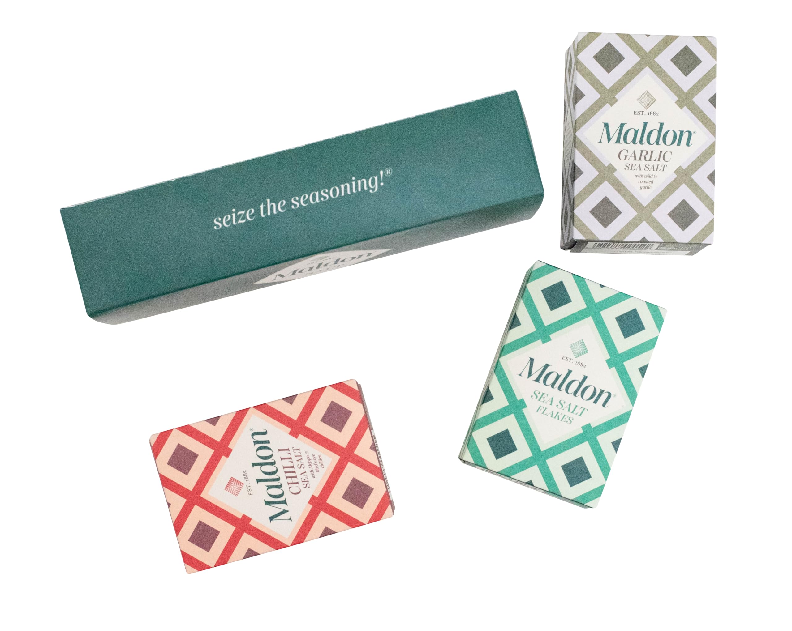 Maldon - Sea Salt Gift Pack with Original, Garlic & Chilli Flakes 4