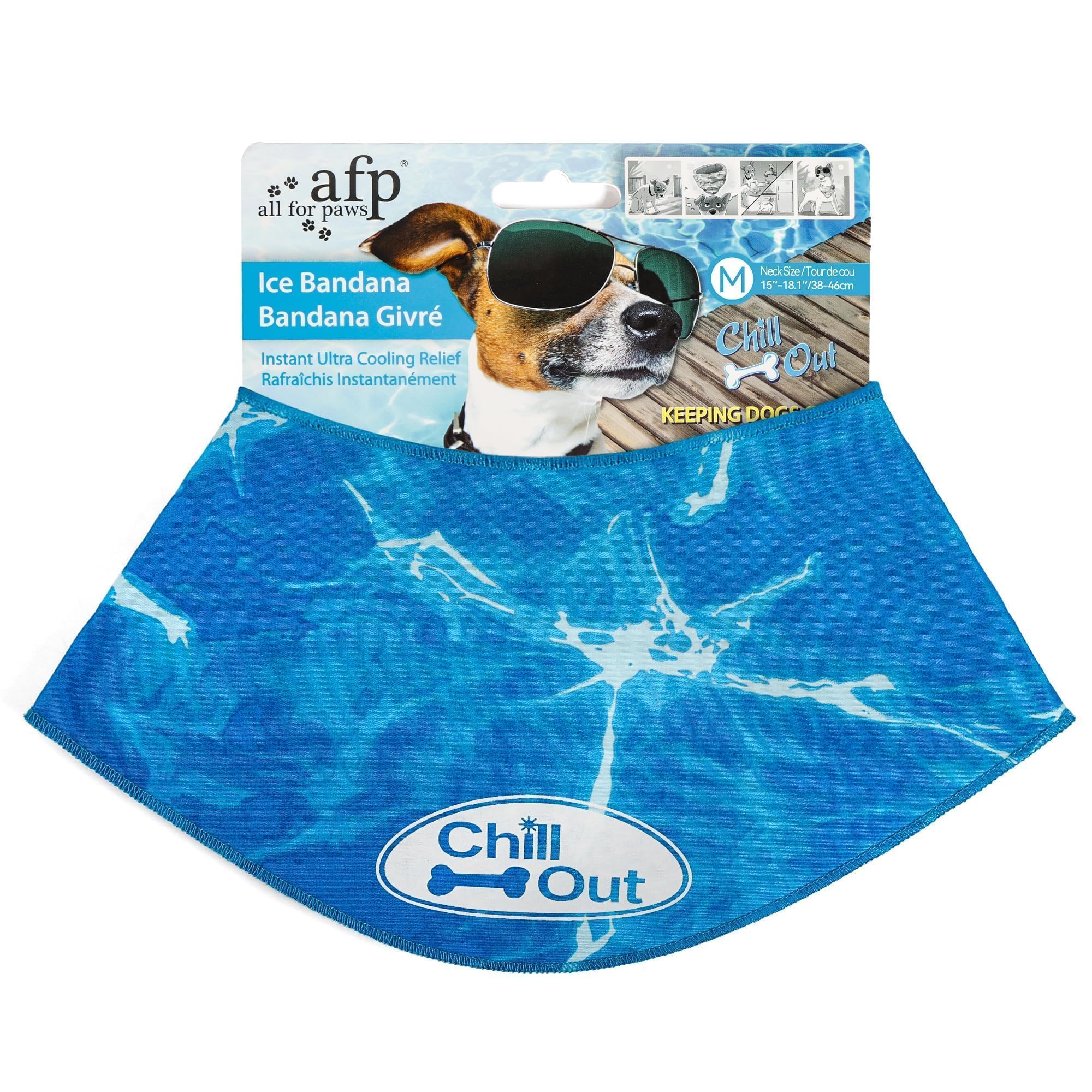ALL FOR PAWS Chill Out Dog Cooling Bandana - Medium, Blue, Cotton 1