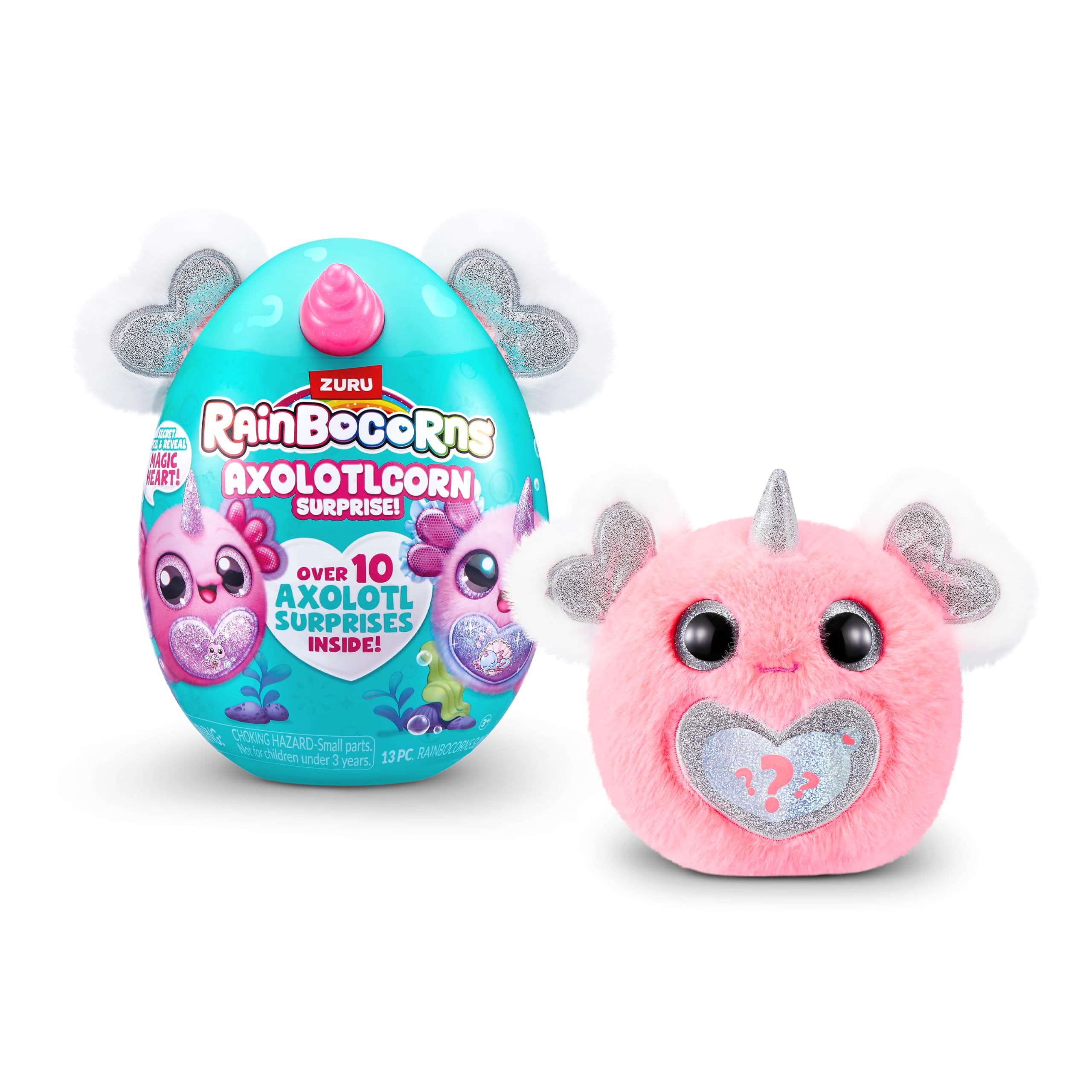 Rainbocorns Axolotlcorn Surprise - Collectible Plush Toy with Hug-to-Hatch Egg, Flowy - Ages 3+ 3