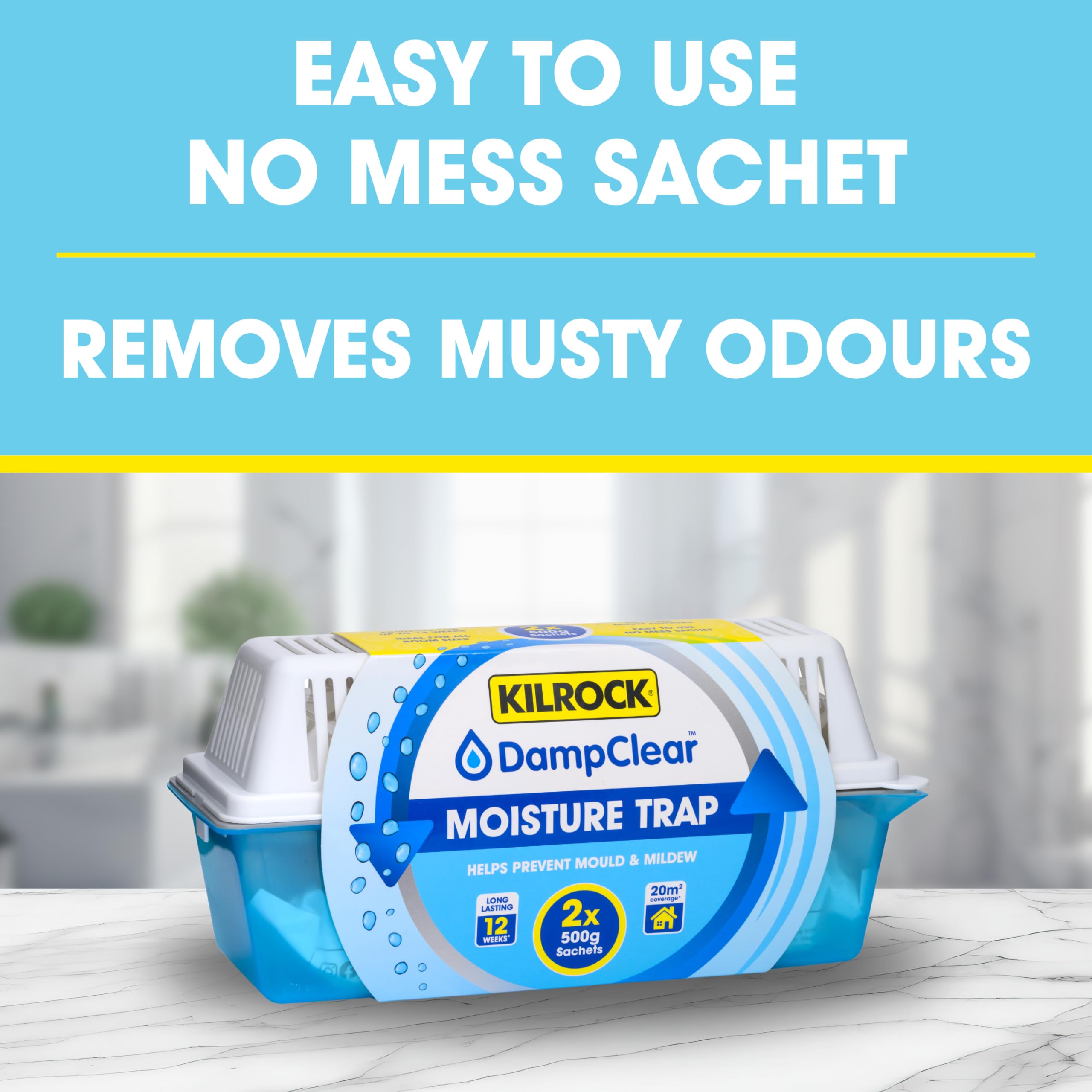 Kilrock Damp Clear Moisture Trap - 2X 500g Sachets for Home Moisture Control 6