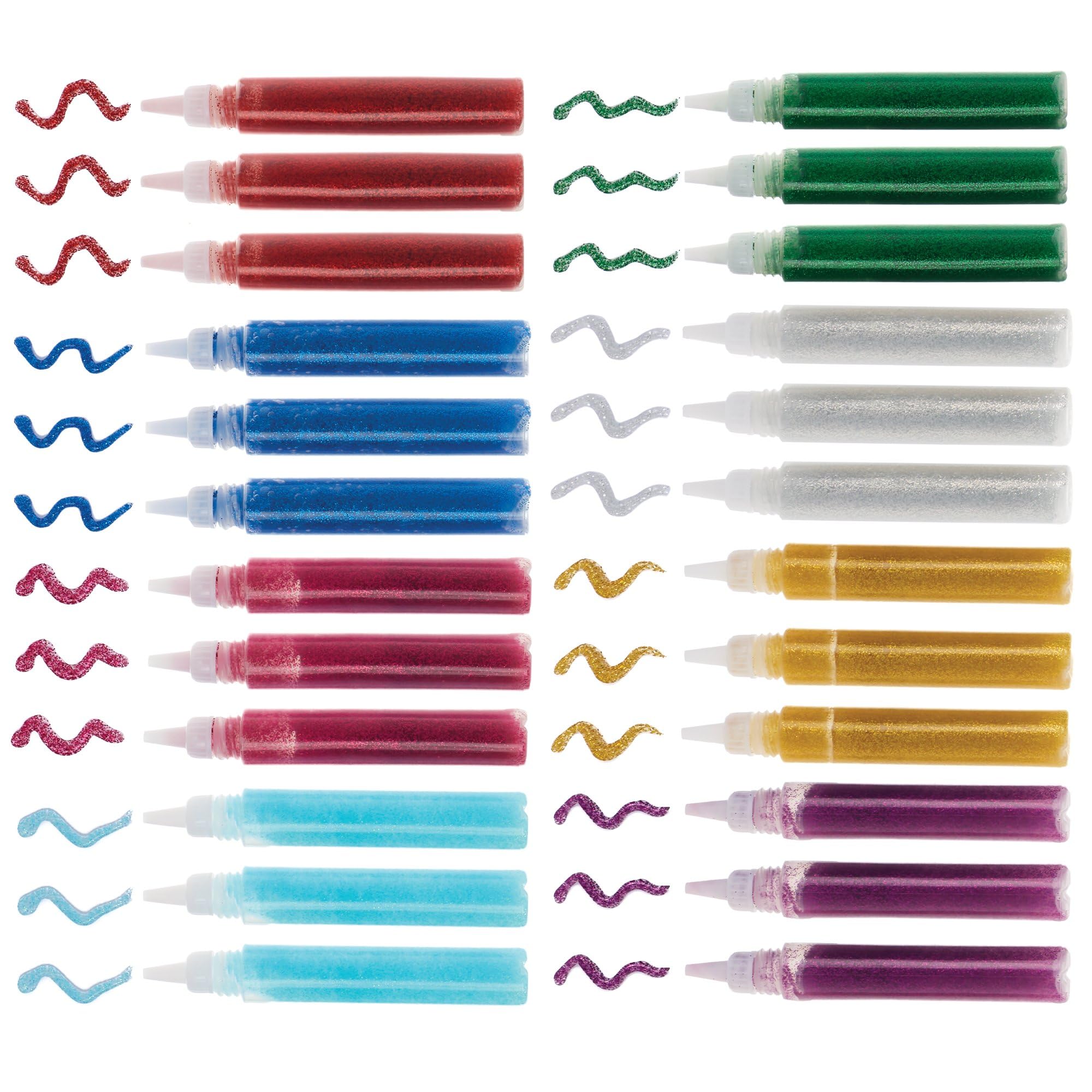 Baker Ross Glitter Glue Pens - 24 Pack Assorted Colours for Kids Arts & Crafts | 10ml Tubes 1